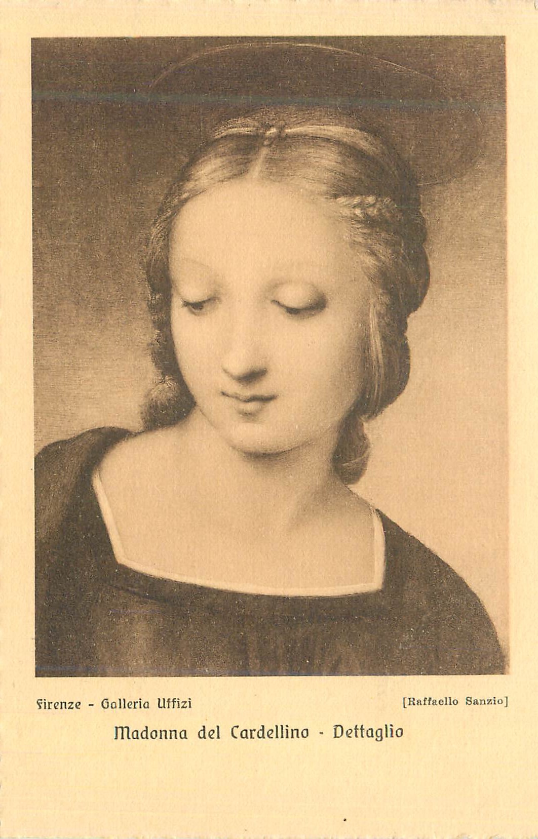 CPA Firenze galleria uffizi (raffaelo sanzio) madonna del cardellino dettaglio
