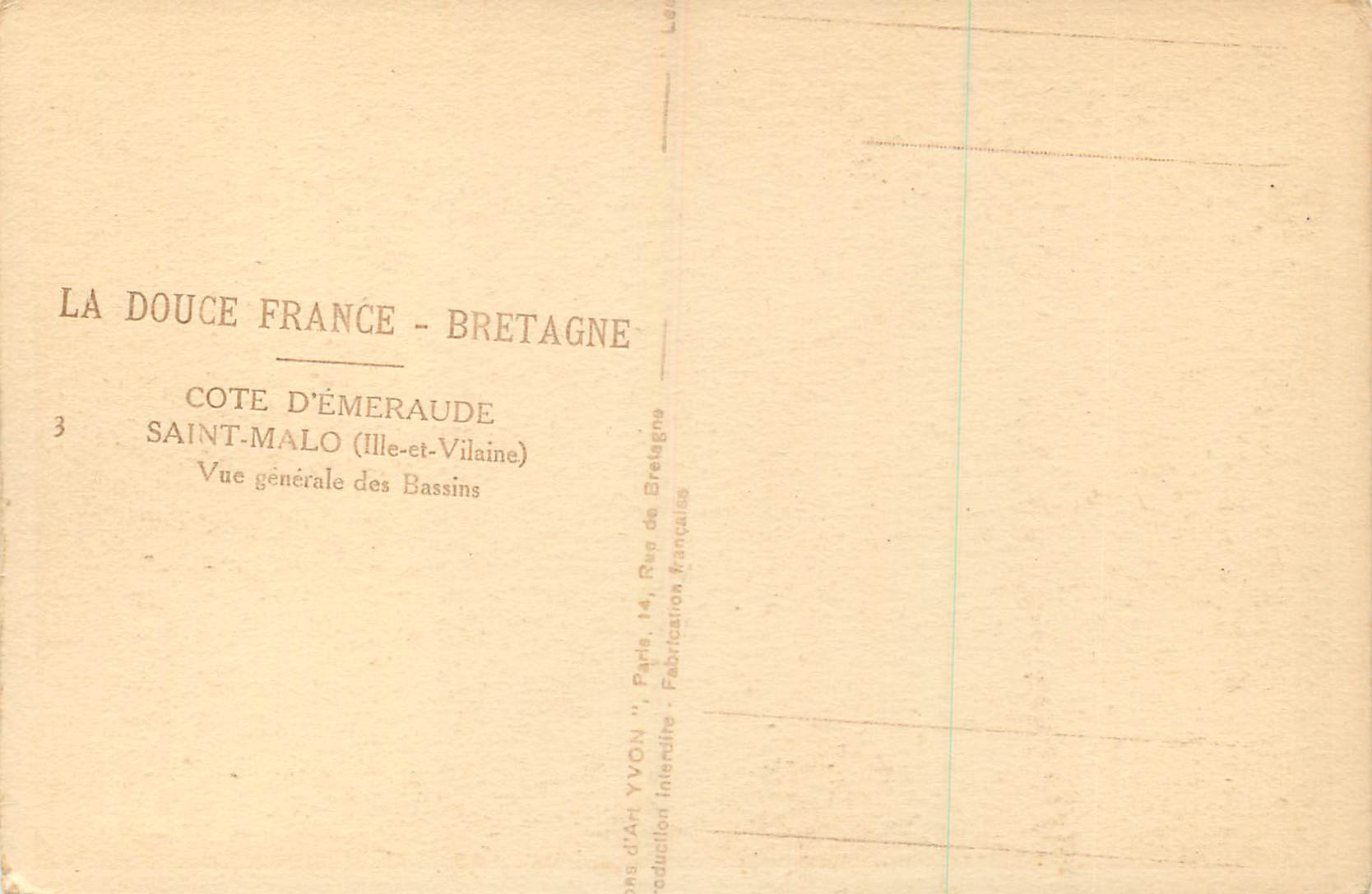 CPA La douce france bretagne cote d emeraude 3 saint malo — Rückseite