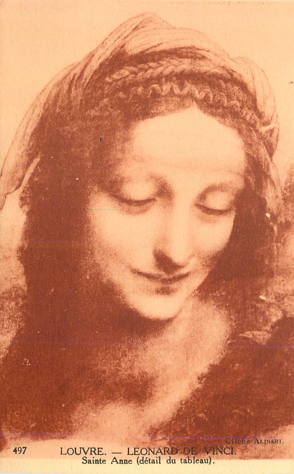 CPA 497 louvre leonard de vinci sainte anne (detail du tableau)
