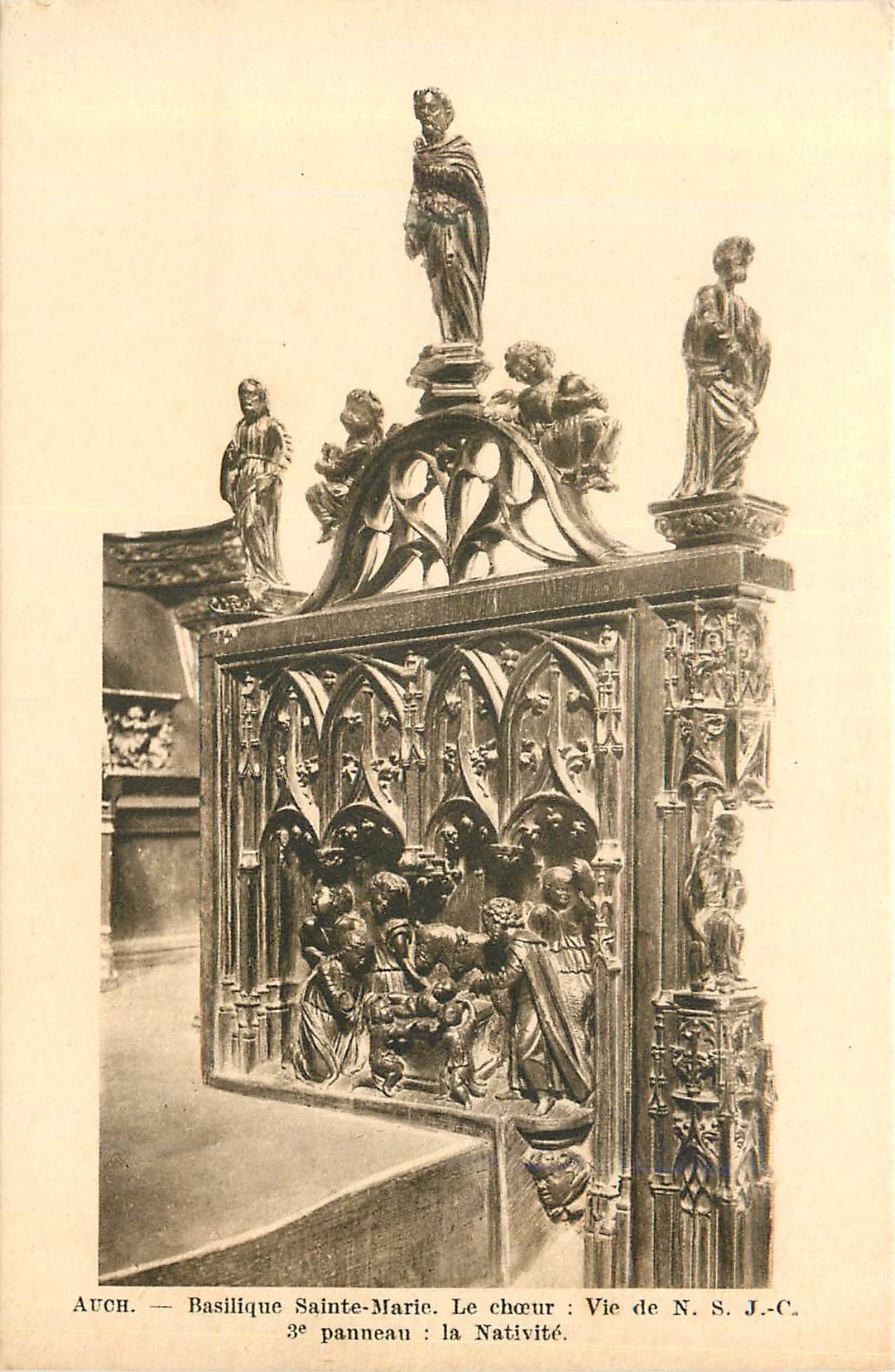 Auch — Basilique Sainte-Marie. Le chœur : Vie de N.S.J.-C. 3e panneau : la Nativité.