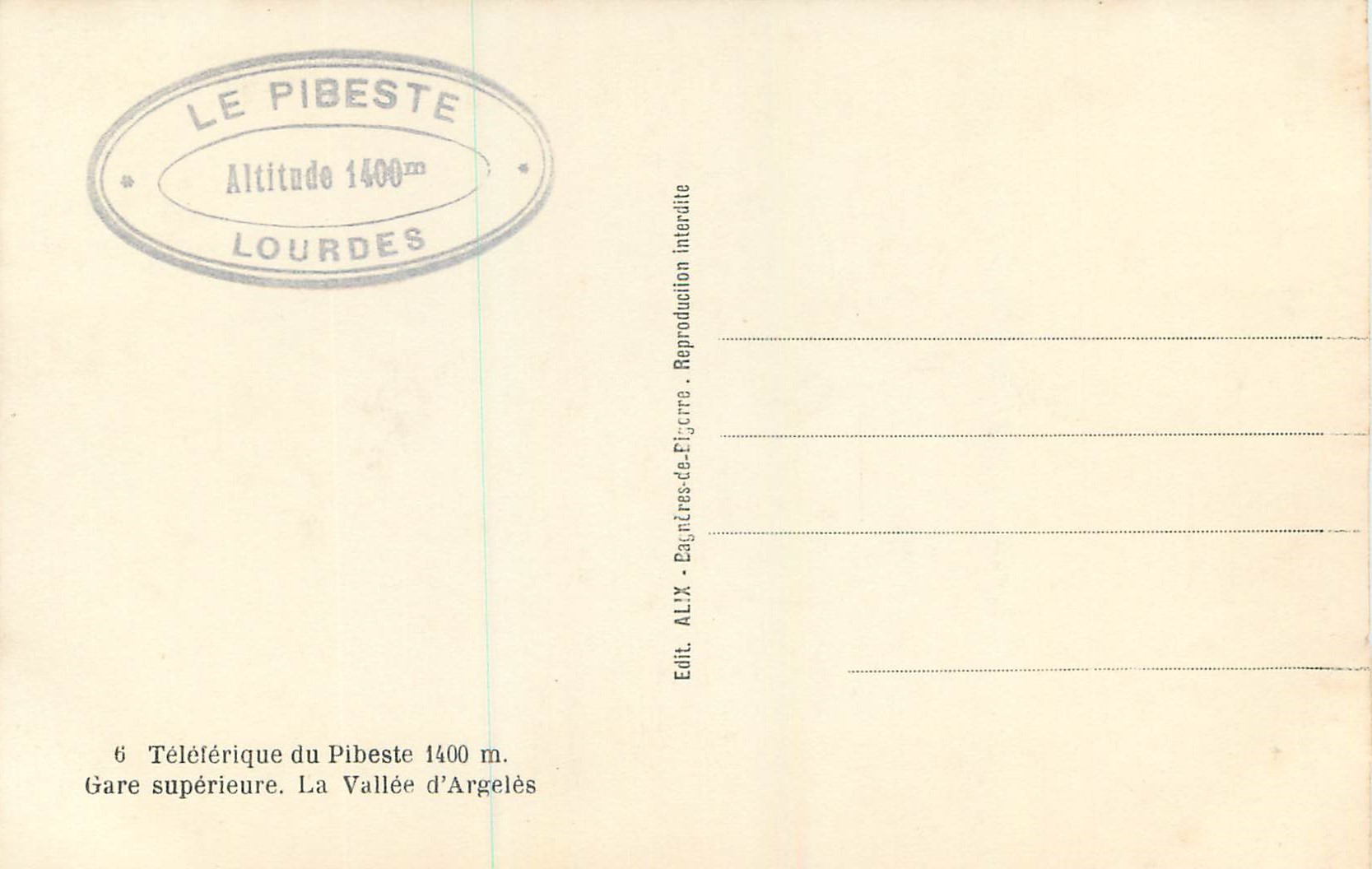 CPM 6 teleferique du pibeste 1400m gare superieure la vallee d argeles — Rückseite