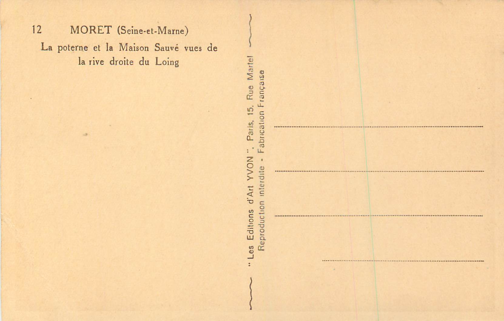 CPA 12 moret (seine et marne) la poterne et la maison sauve vues de la rive droite du loing — Rückseite