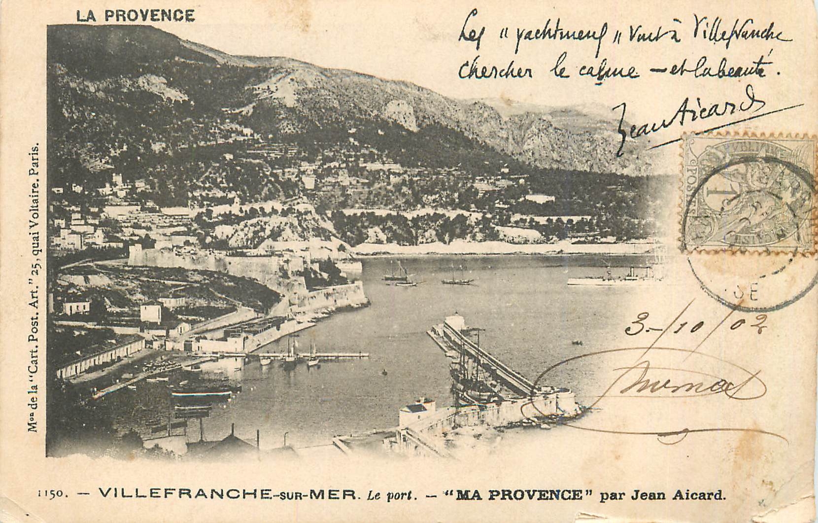 CPA La provence 1150 villefranche sur mer ma provence par jean aicard