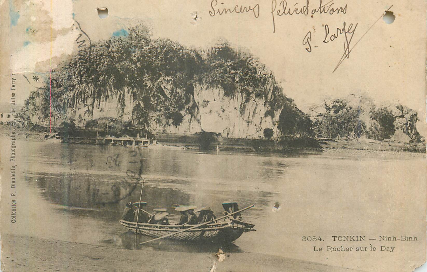 CPA 3084 tonkin ninh binh le rocher sur le day