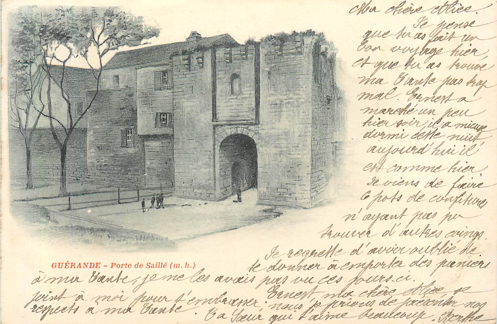 CPA Guerande porte de saille (m h)  (carte 1900)