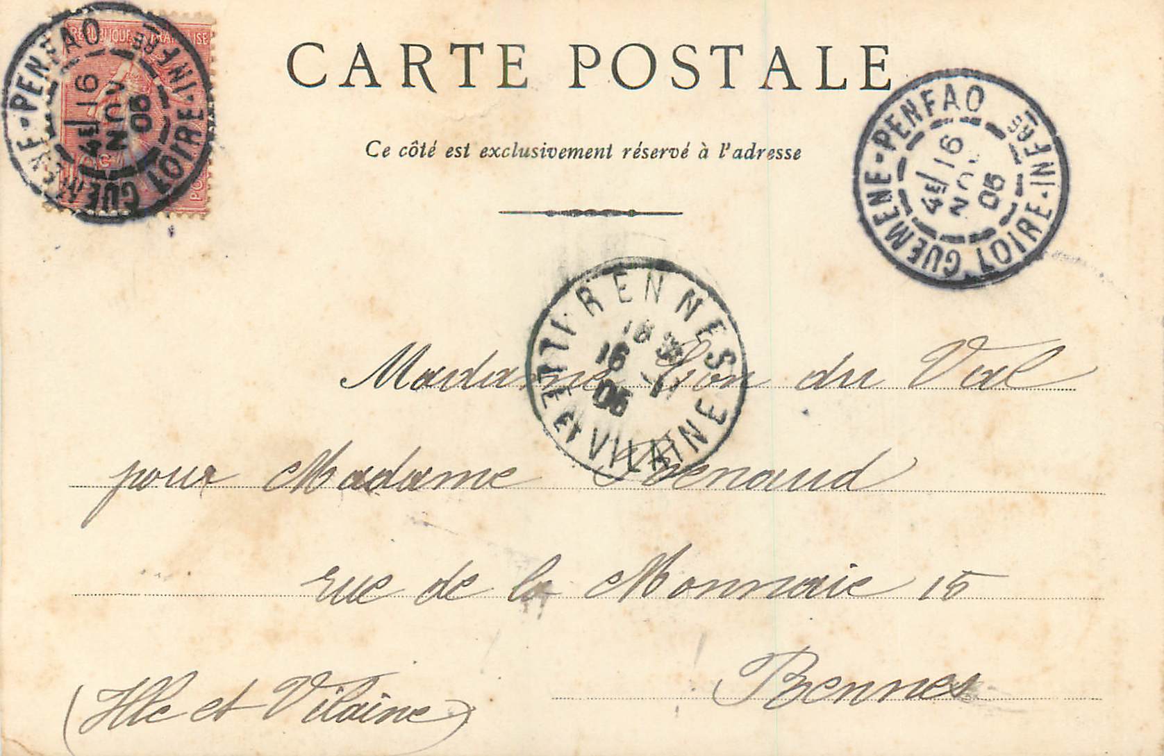 CPA Guerande facade de la collegiale st aubin (mon hist)  (carte 1900) — Rückseite