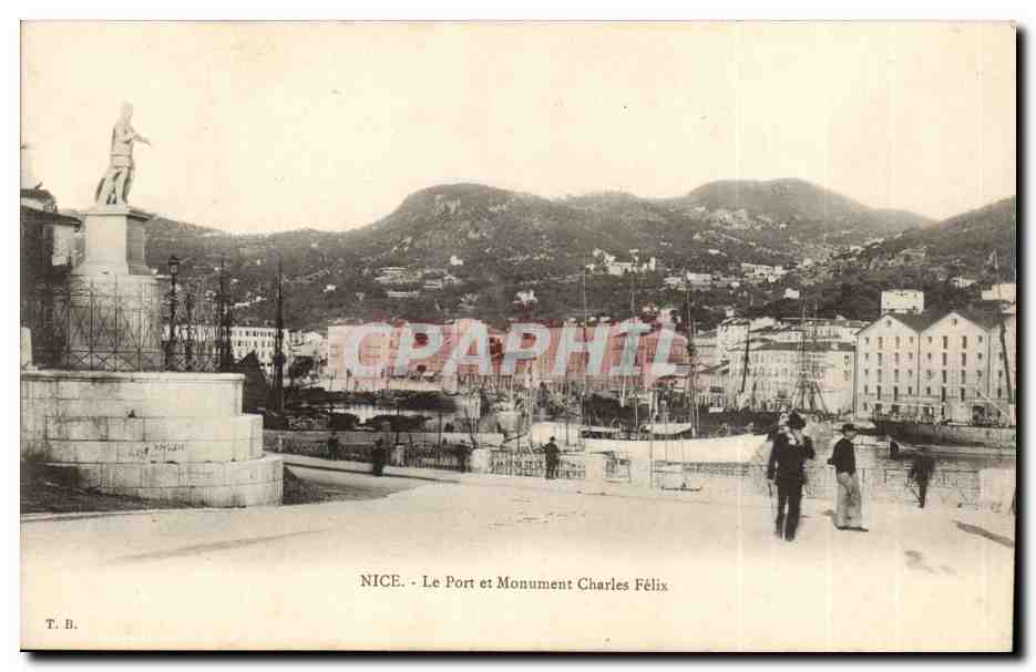 Nice - Le Port et Monument Charles Felix CPA 