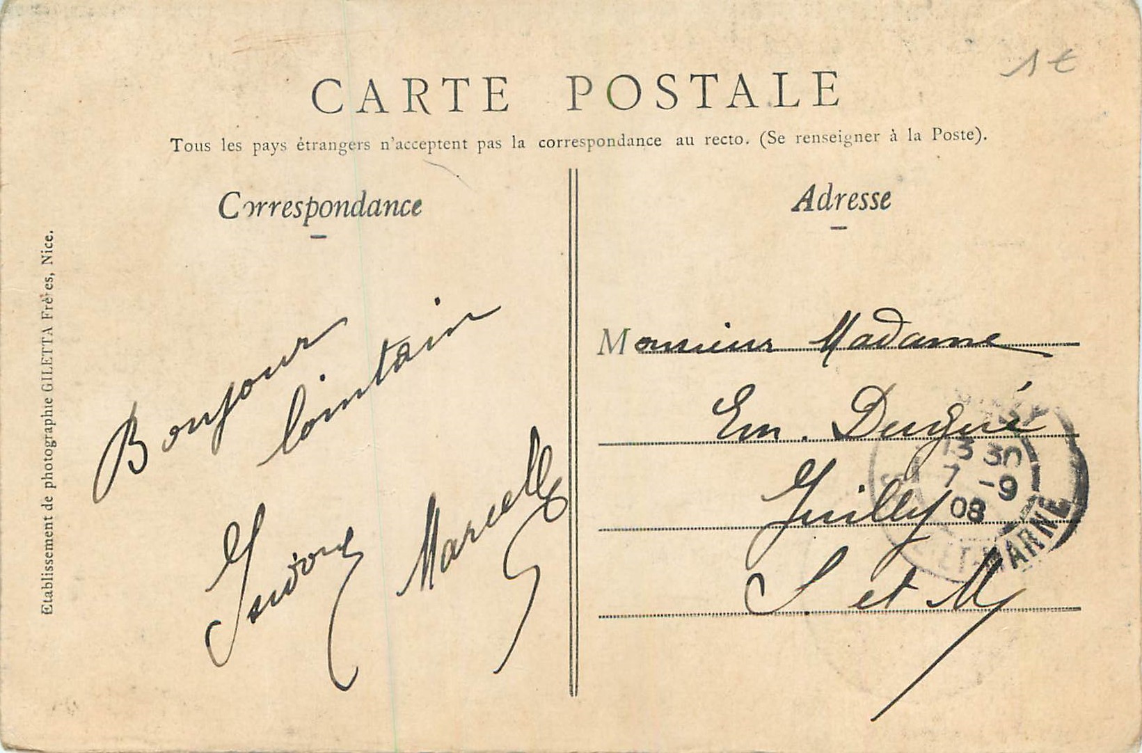 CPA Pont de l Abime Evirons d Aix les Bains  — Verso