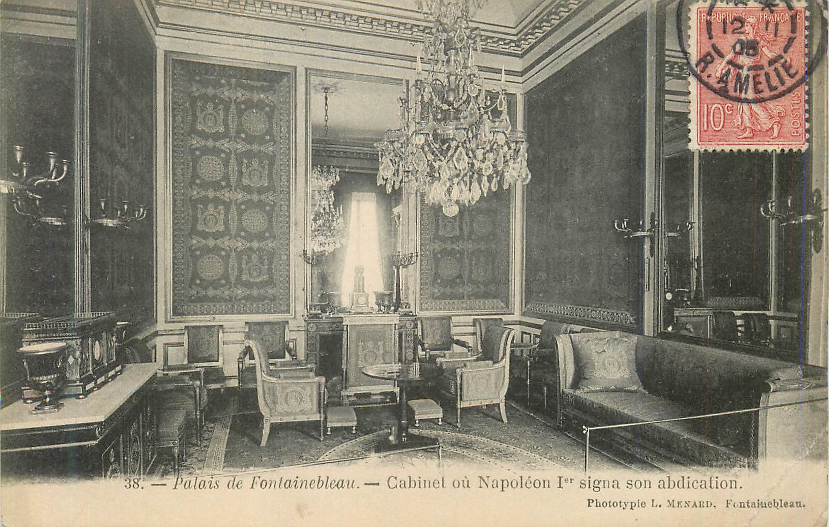 Palais de Fontainebleau — Cabinet où Napoléon Ier signa son abdication — Phototypie L. MENARD
