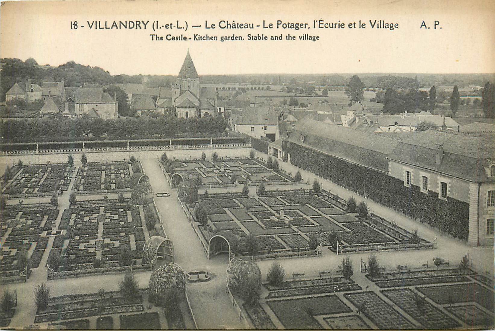 CPA Villandry Le Chateau Le Potager l Ecurie et le Village 