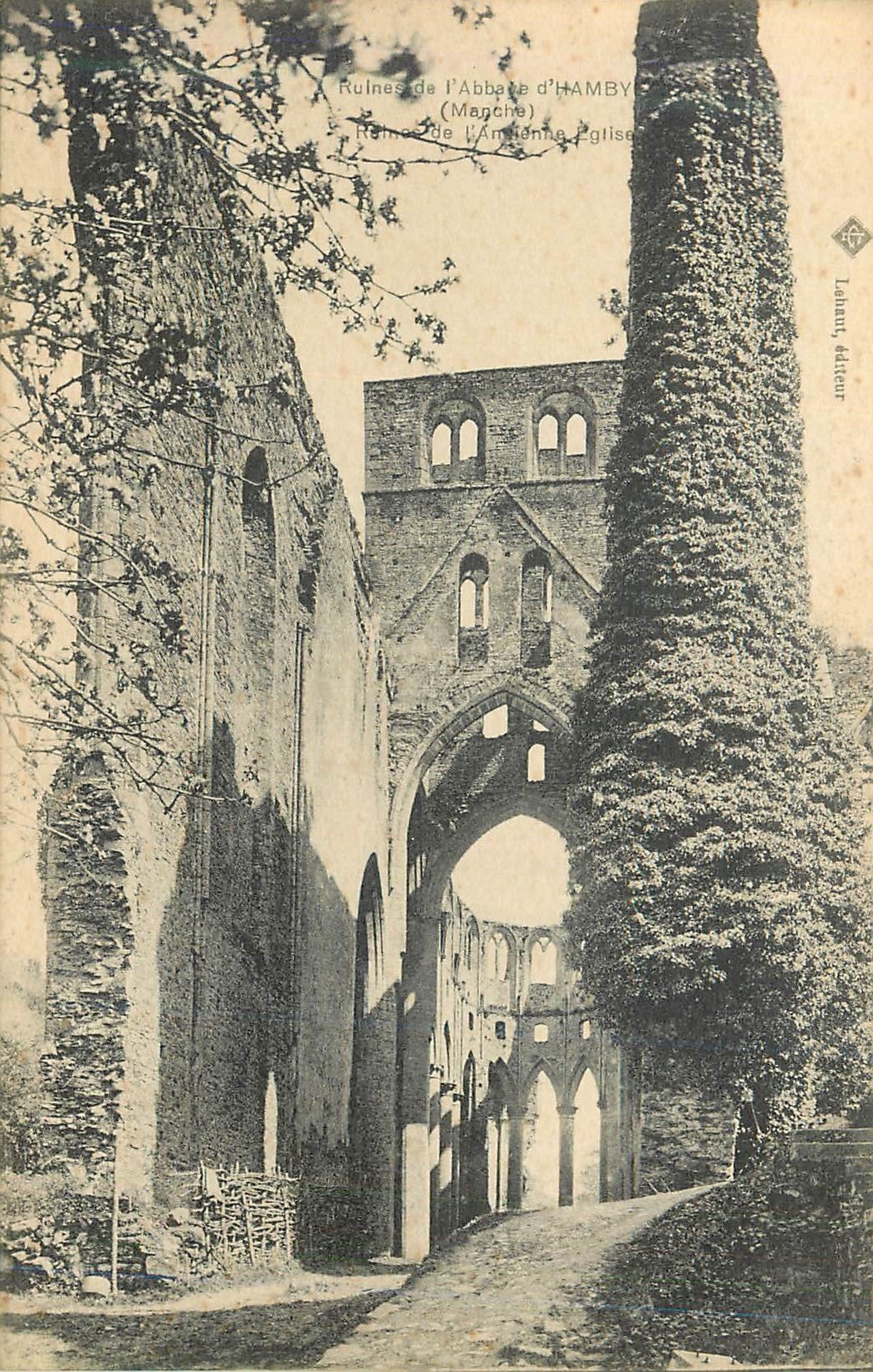 CPA Ruines de l Abbaye d Hamby Manche