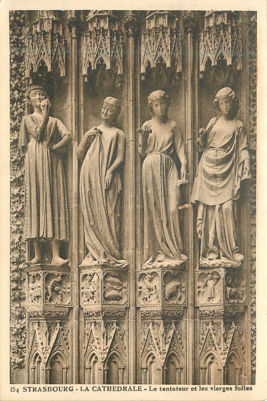 CPA Strasbourg La Cathedrale Le tentateur et les vierge folles 