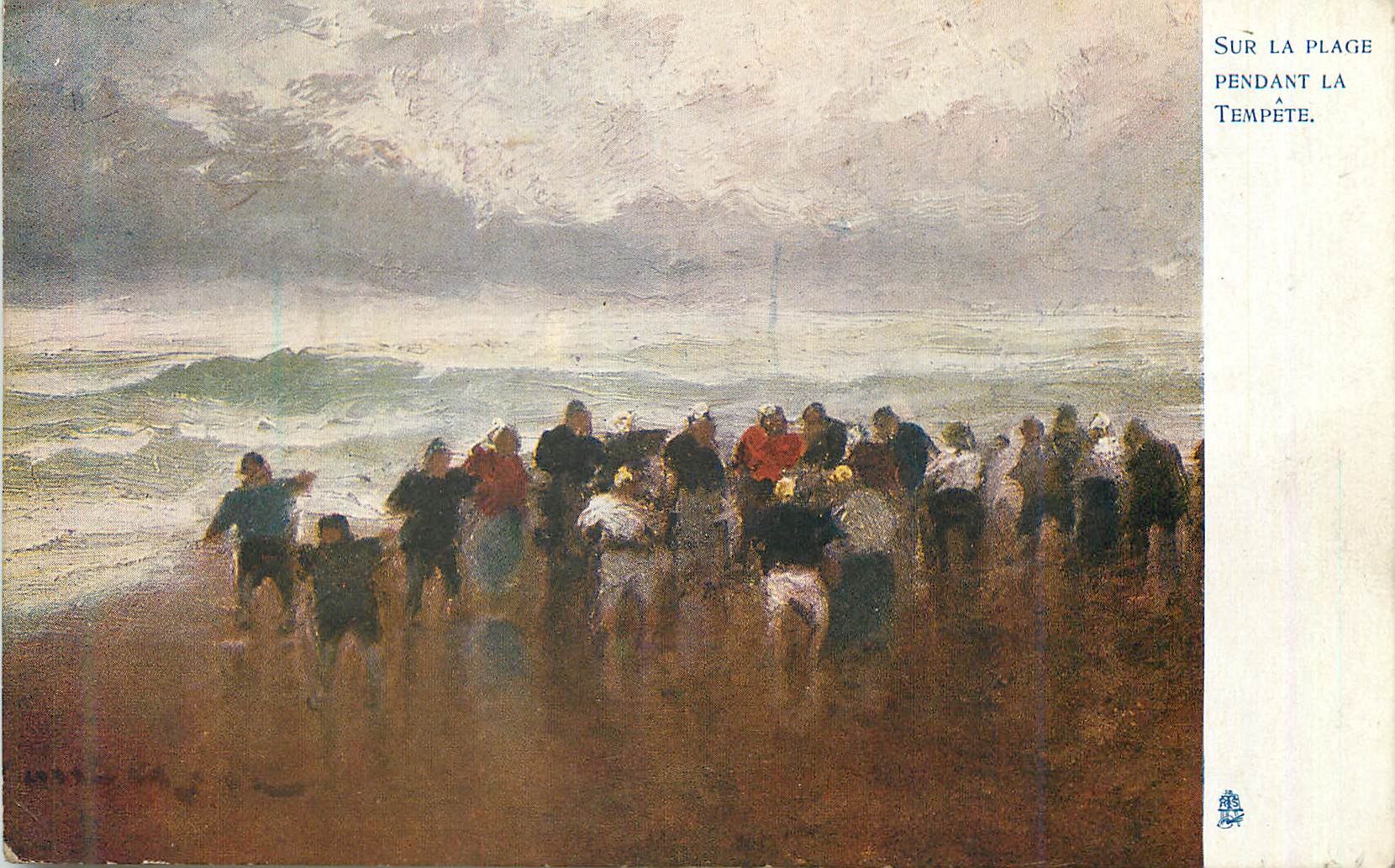 CPA Sur la Plage pendant La Tempete 