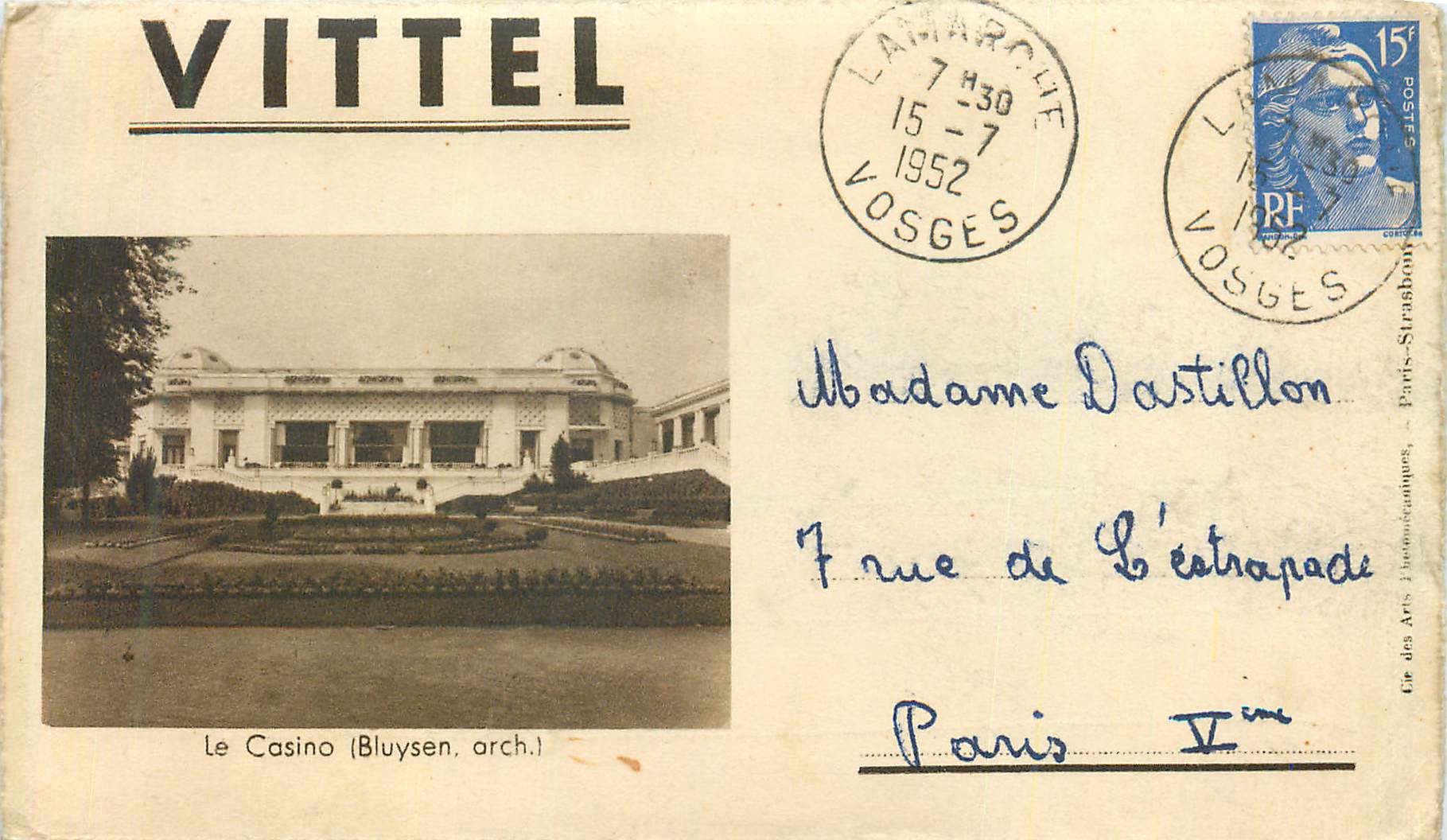 CARTE 4 volets Vittel Le Casino 