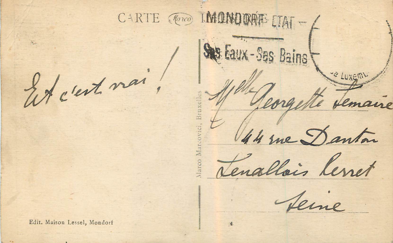 CPA Mondorf les bains L Effet de la Cure  — Rückseite