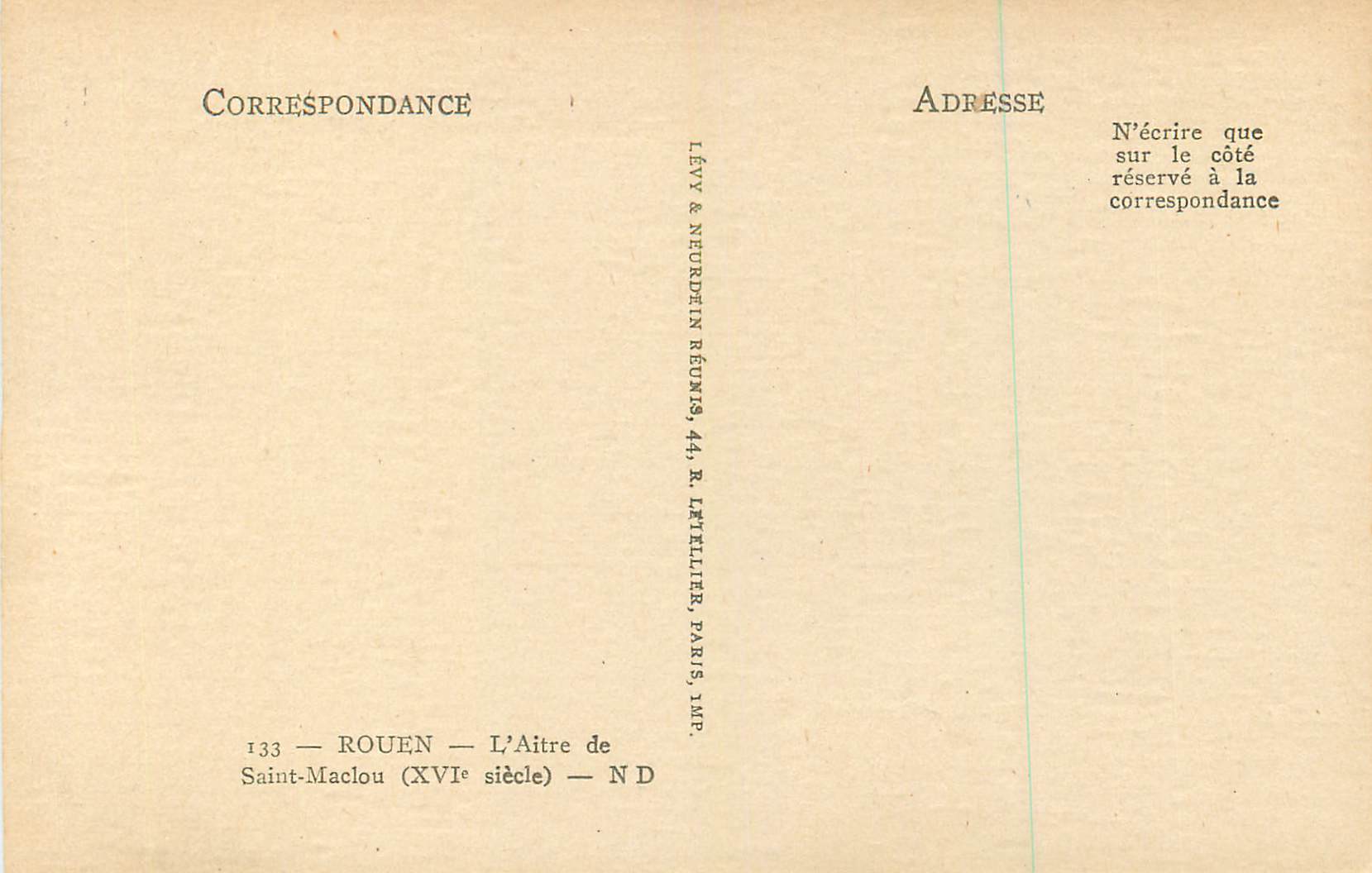 CPA Rouen L Aitre de Saint Maclou  — Rückseite