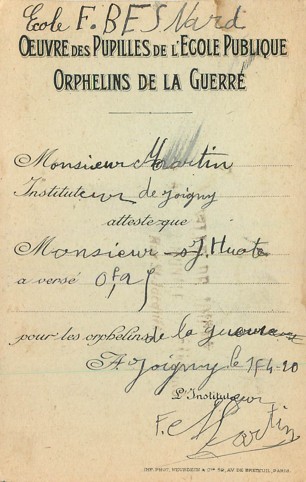 CPA Tonnerre La Fosse Dionne  — Back