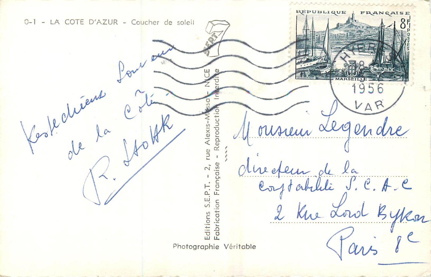 CPM La Cote d Azur Coucher de soleil  — Verso