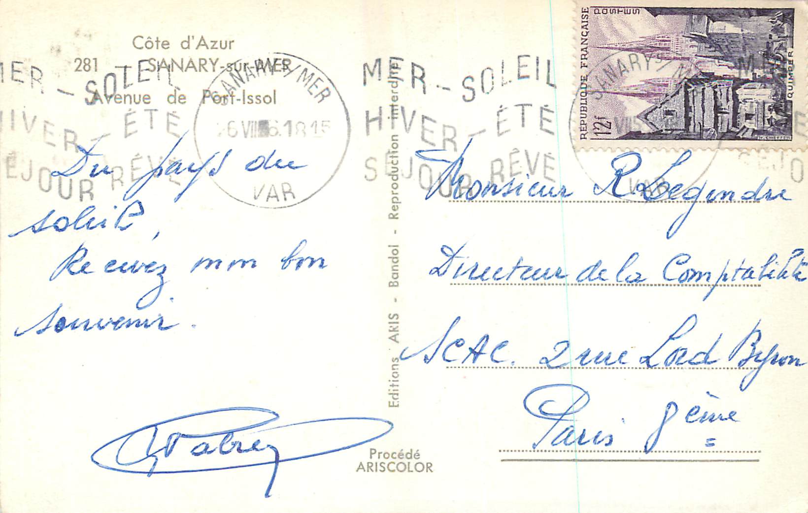Avenue de Port-Issol — Sanary-sur-Mer — Éditions AKIS — Verso