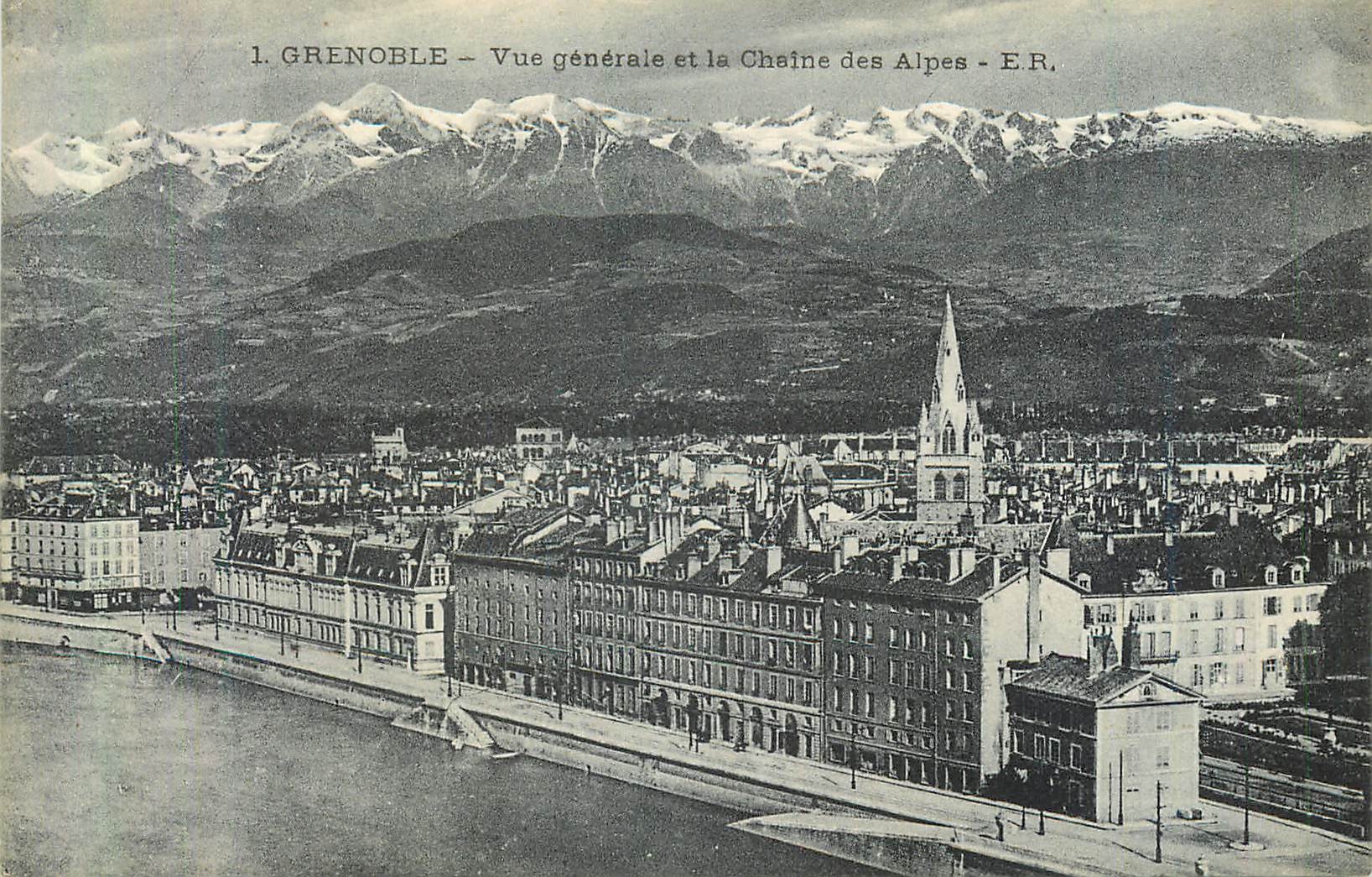 Grenoble — Vue générale et la Chaîne des Alpes — E.R.