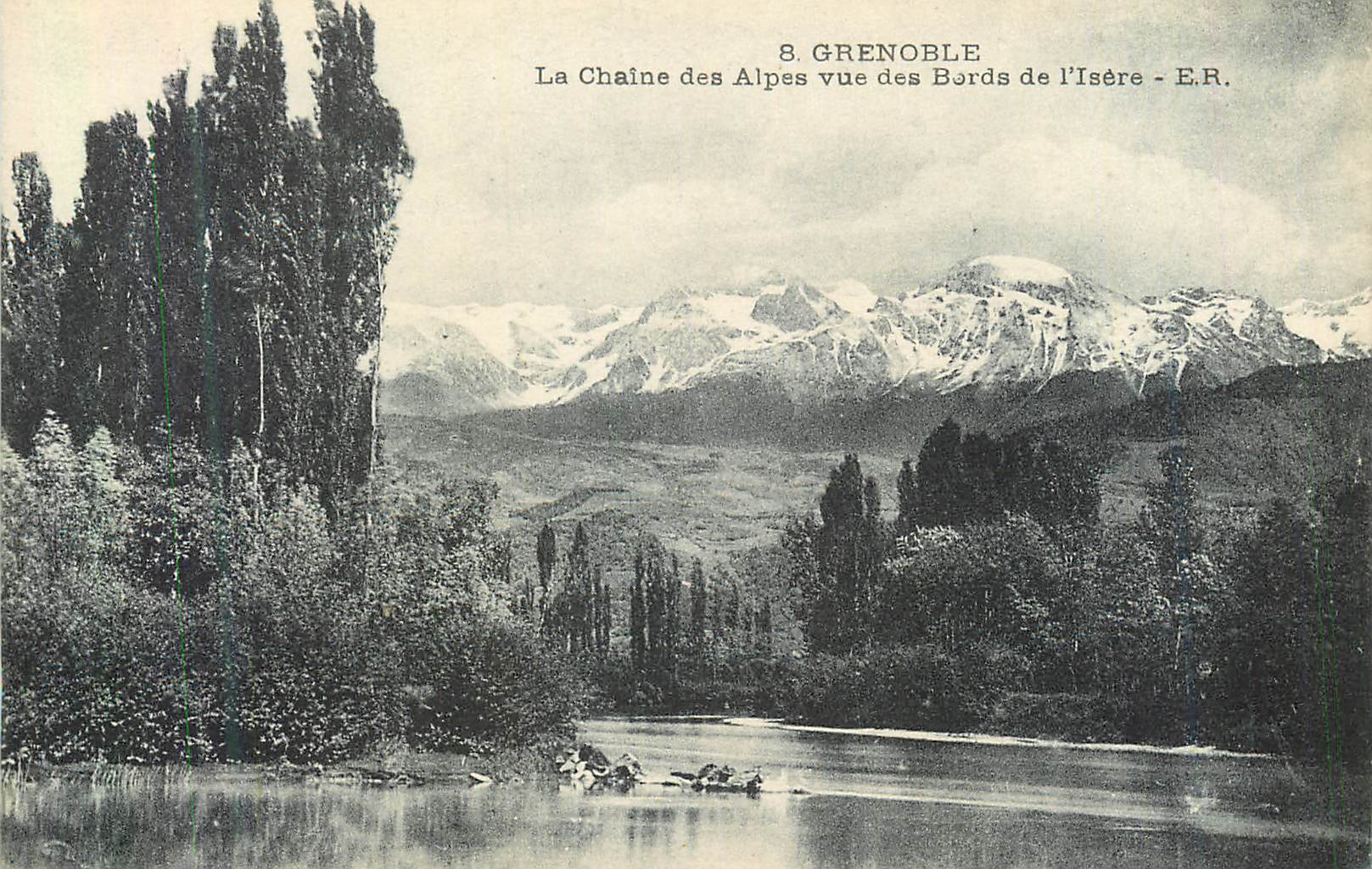 La Chaîne des Alpes vue des Bords de l'Isère — Grenoble — E.R.
