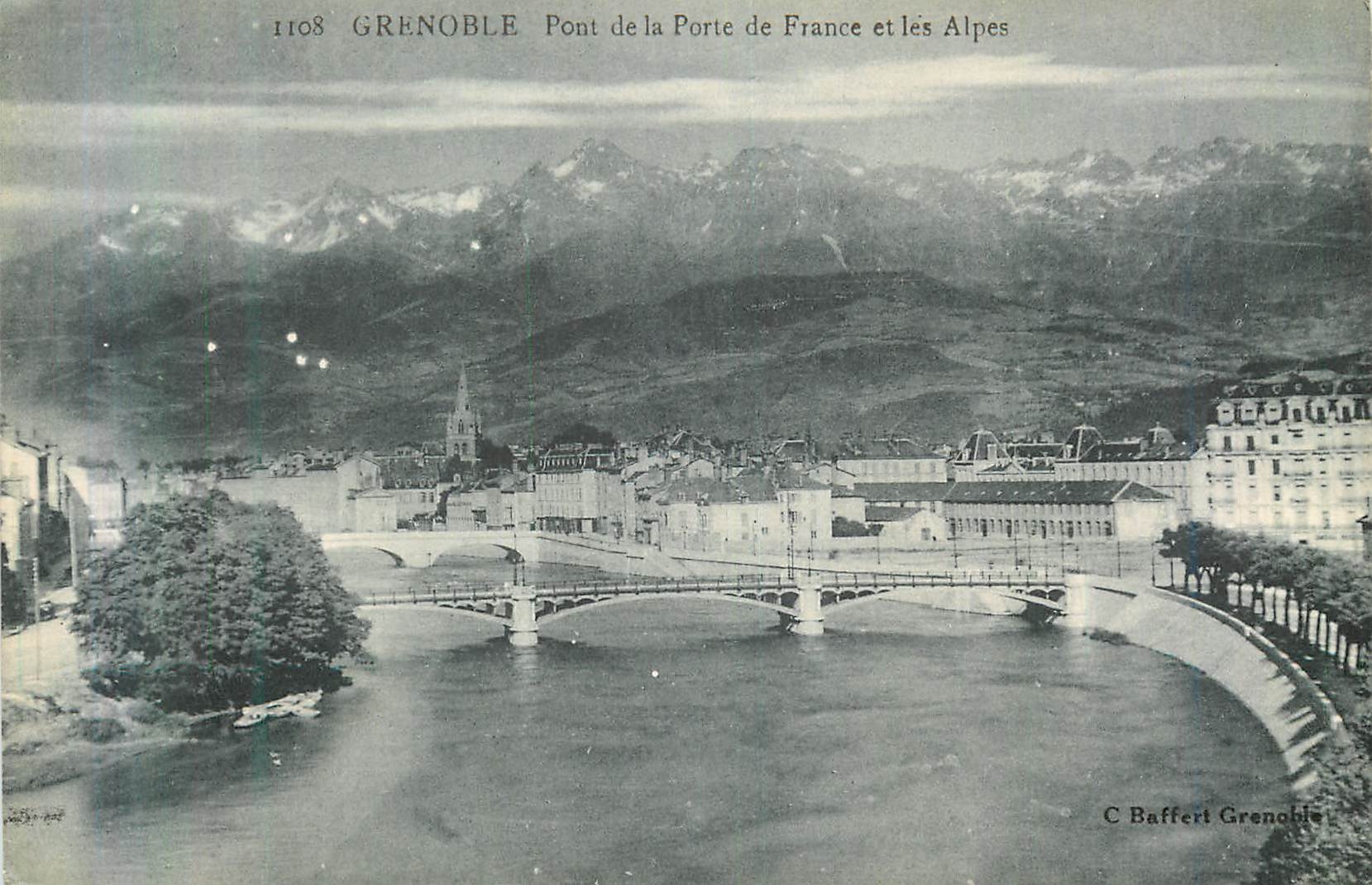 CPA Grenoble Pont de la Porte de France et les Alpes 