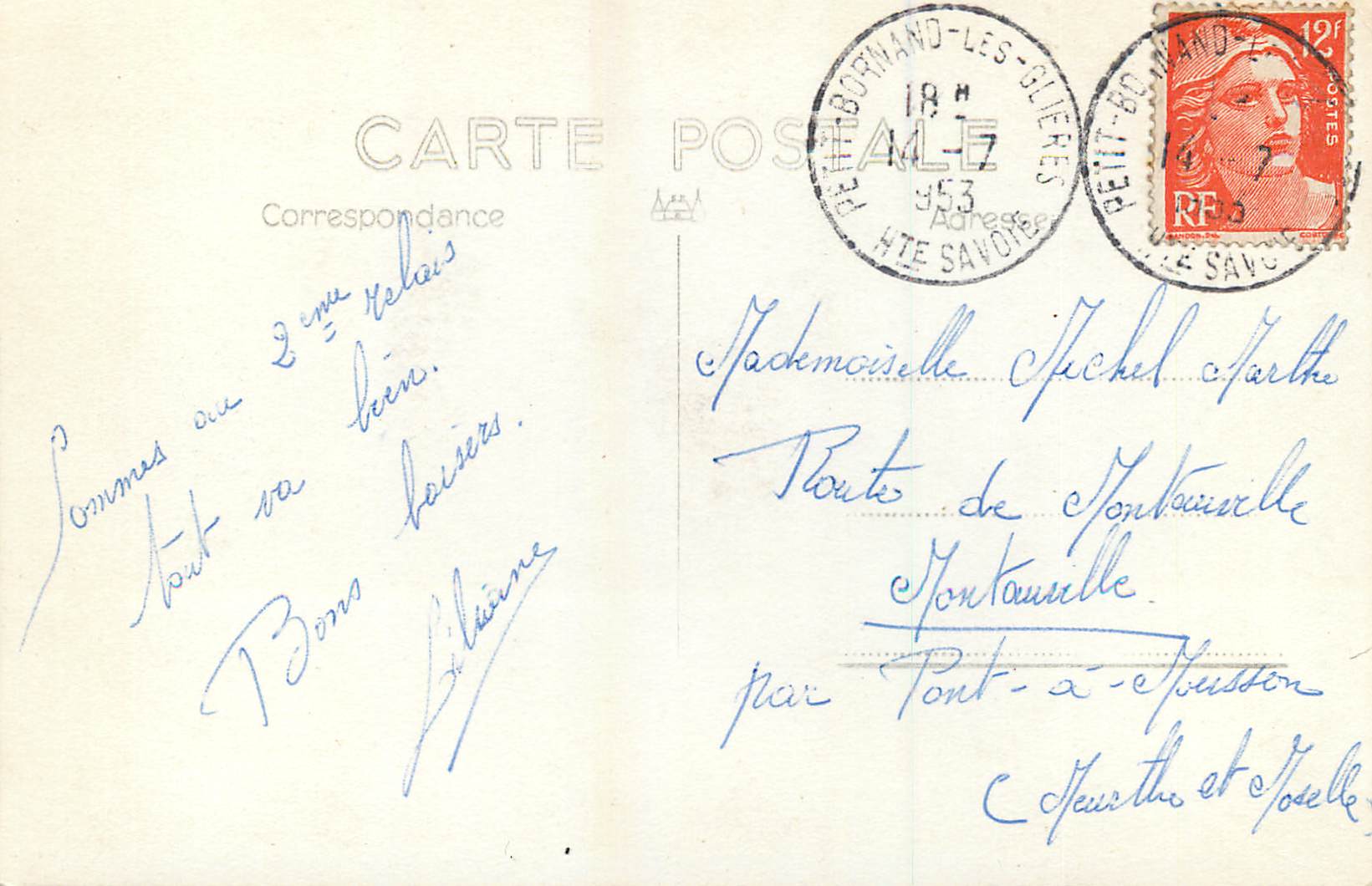 Petit-Bornand-les-Glières — l'église, Cocogne alt. 1395 — éditeur inconnu — Verso
