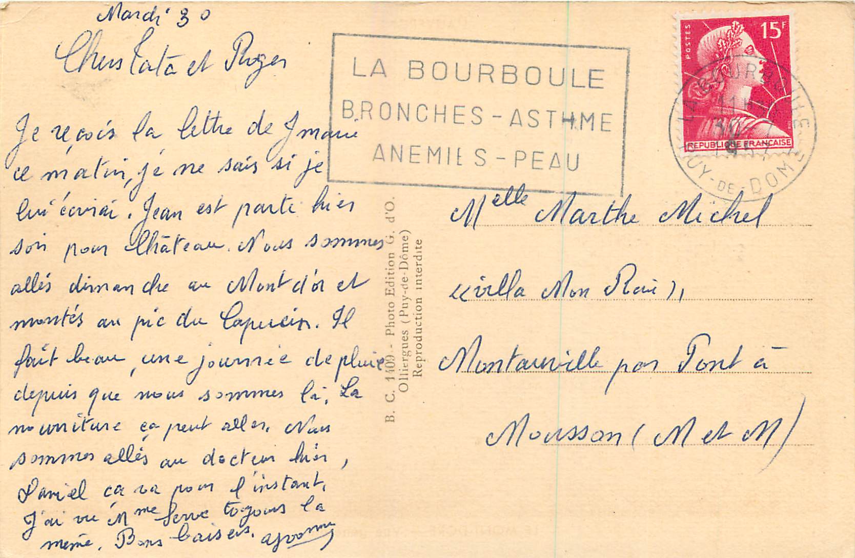 CPA Le Mont Dore Vue generale  — Verso