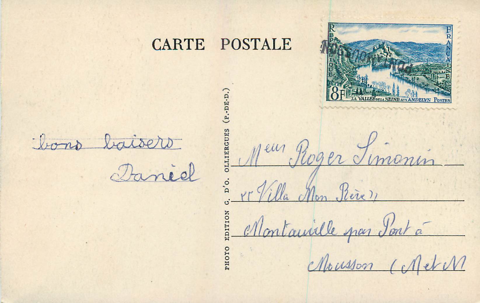 CPA L Auvergne Le Puy de Sancy Aspect Ouest  — Rückseite