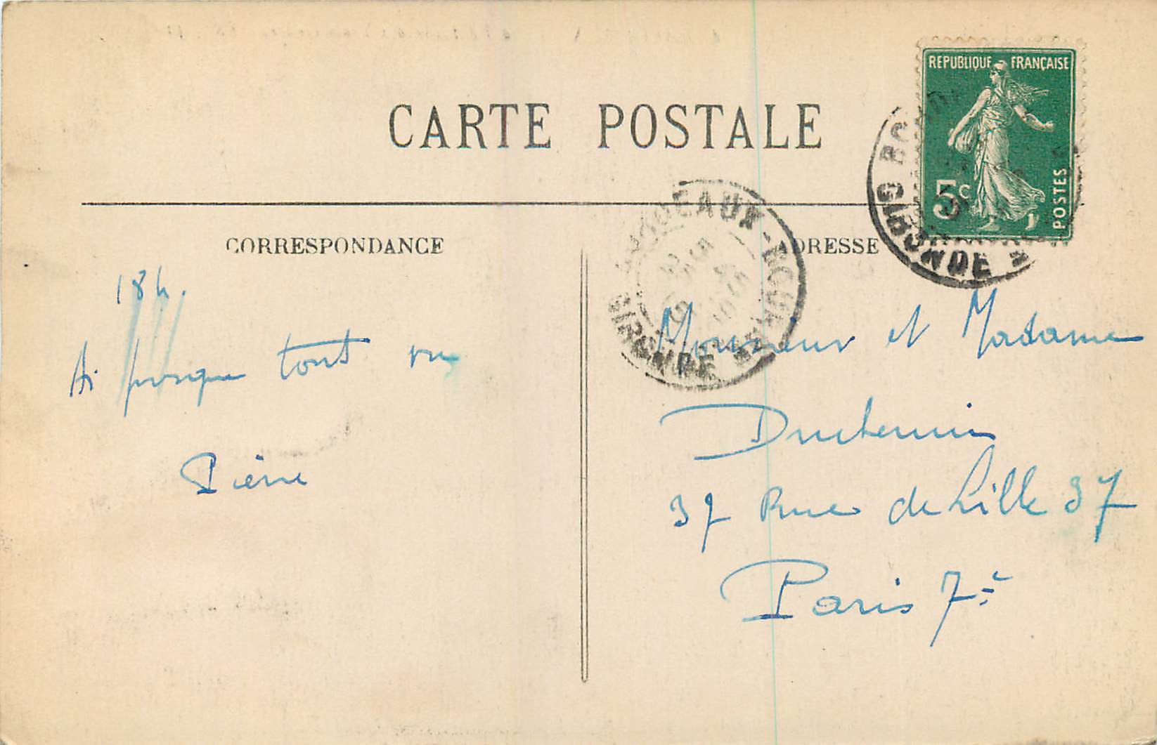 CPA Bordeaux La Fontaine des Trois Graces  — Back