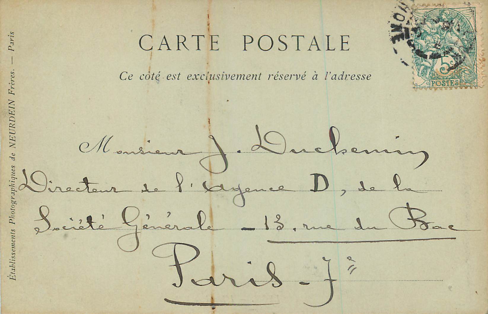 CPA Lyon L Hotel de Ville  — Verso