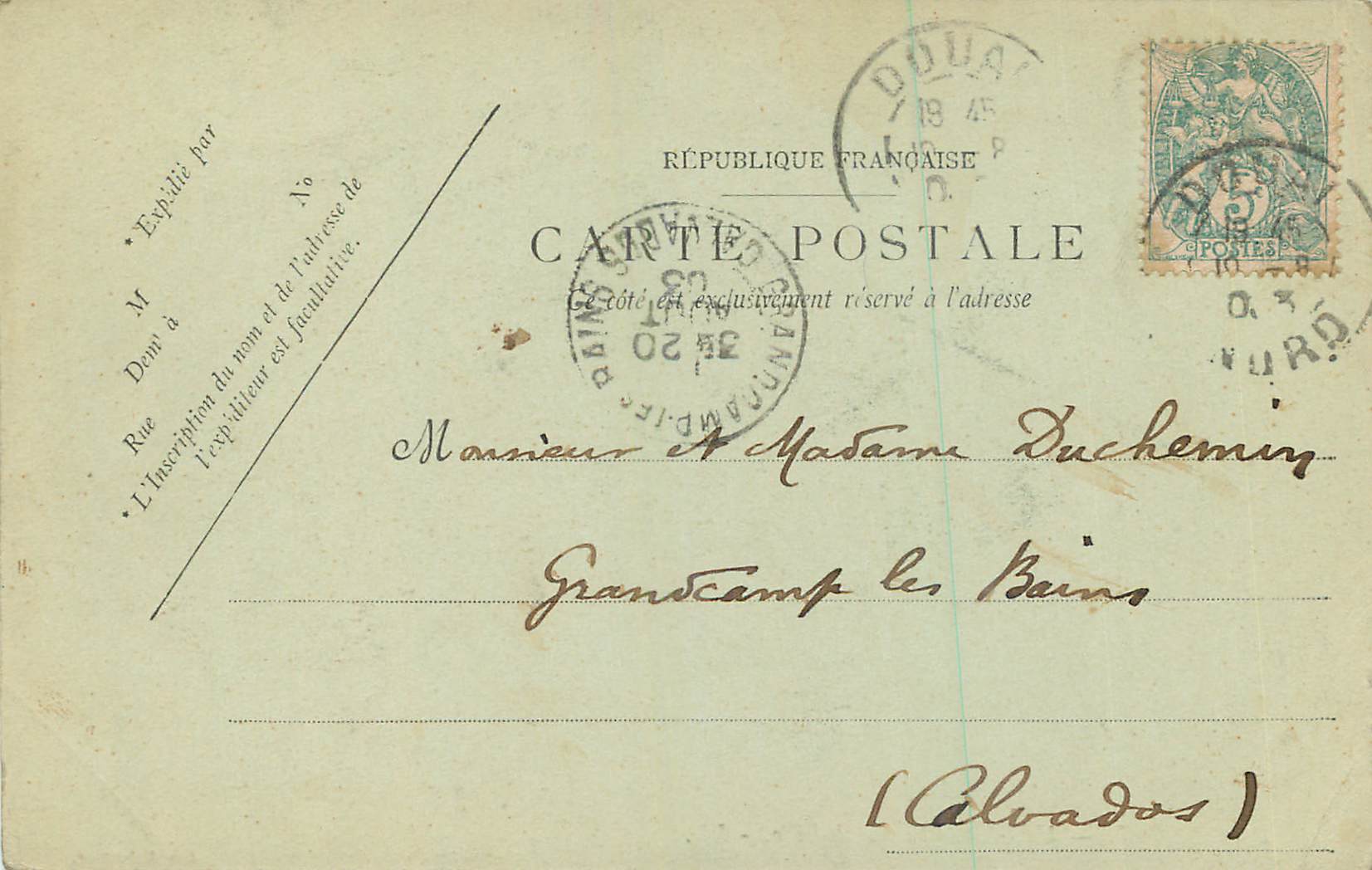 CPA Douai Un Cote de l Hotel de Ville  — Rückseite