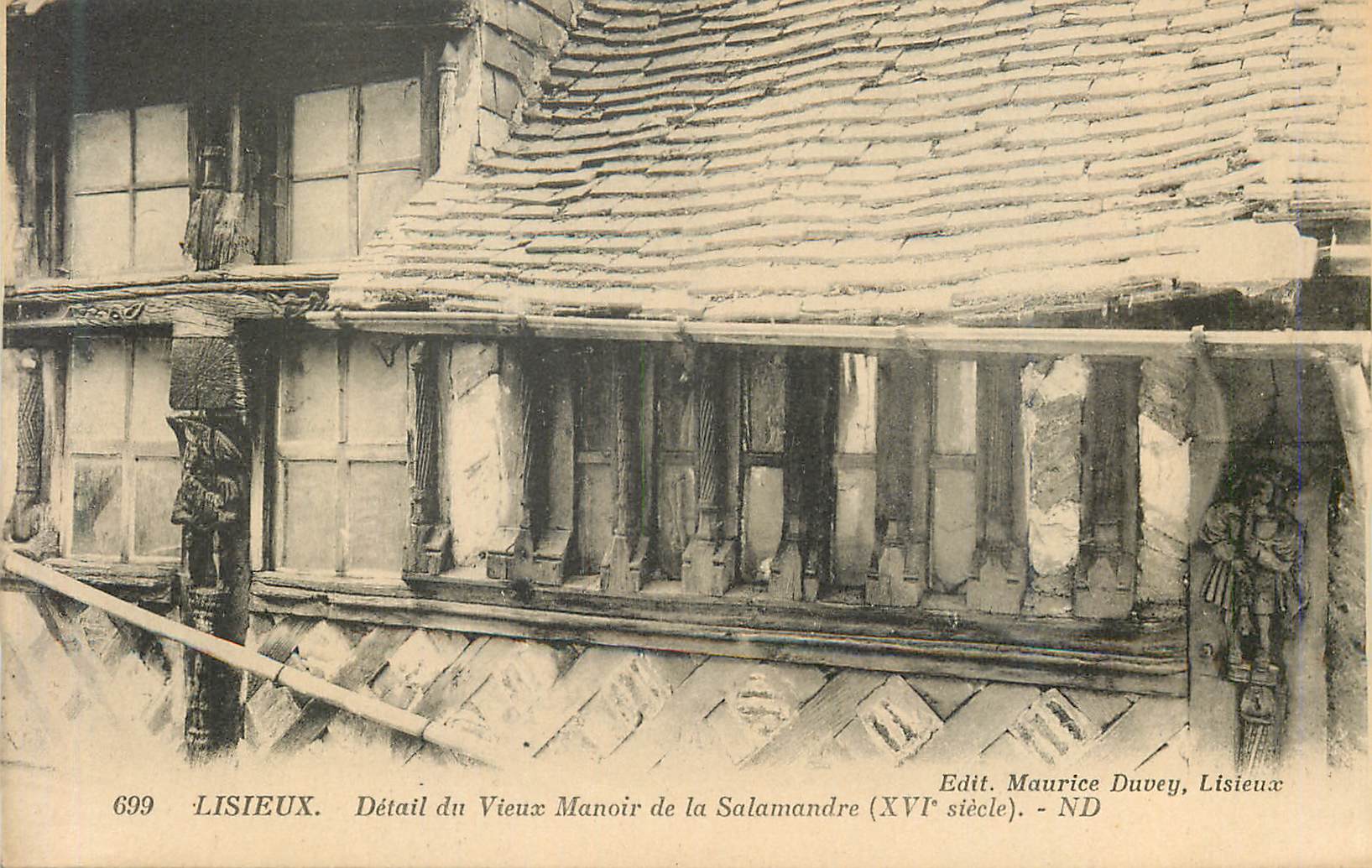 Lisieux — Détail du Vieux Manoir de la Salamandre (XVIe siècle) — Edit. Maurice Duvey, Lisieux