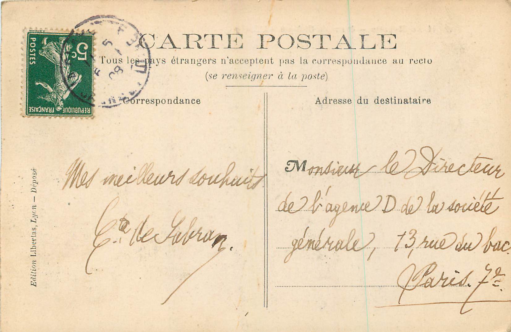 La Clayette — 4e vue du Château - L'Etang — Édition Libertas, Lyon — Rückseite