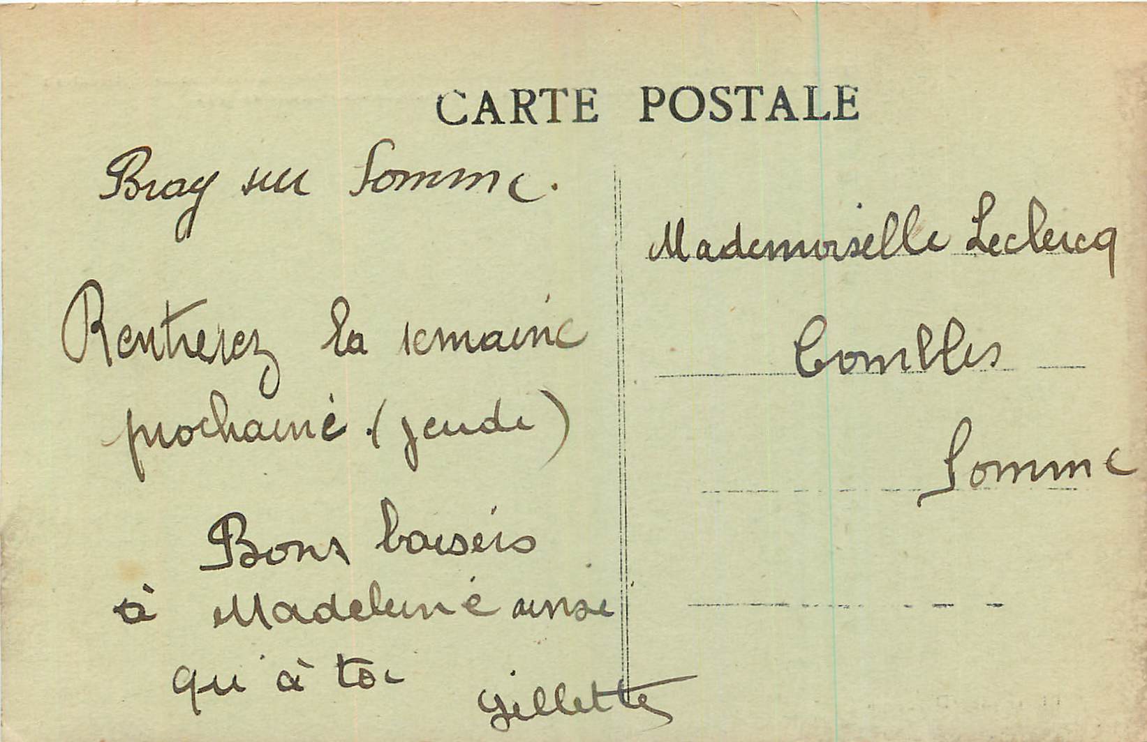 CPA Eglis de Bray sur Somme Monument historique  — Back