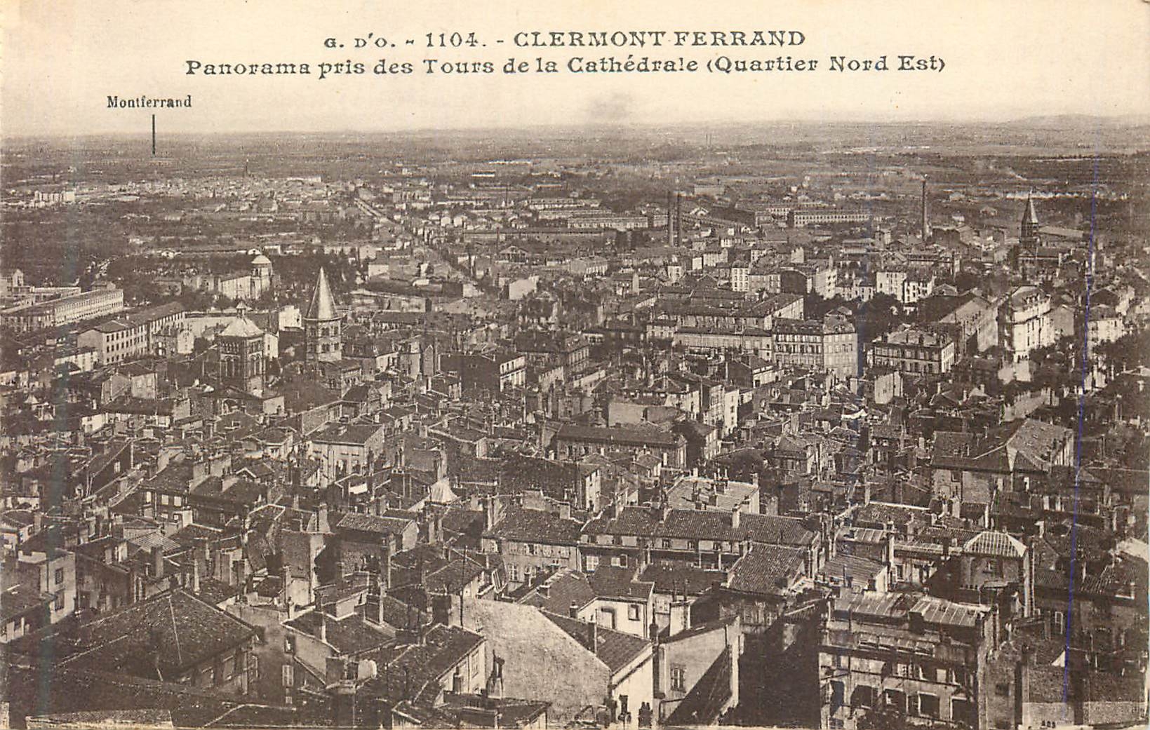 CPA Clermont Ferrand Panorama pris des Tours de la Cathedrale Quartier Nord Est 