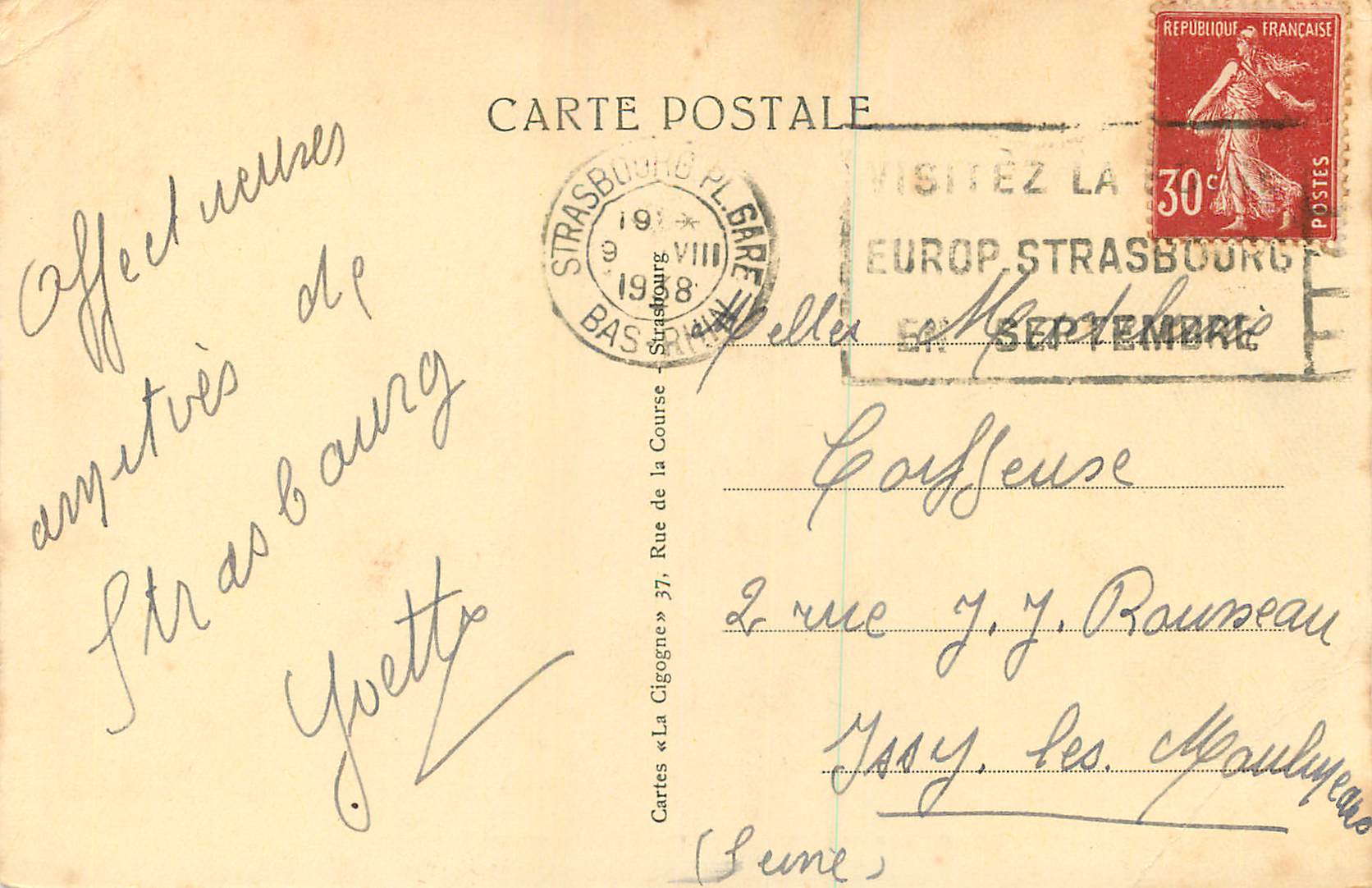 CPA Strasbourg Le Pont du chemin de fer  — Verso
