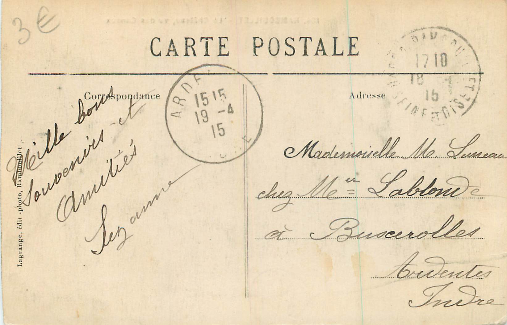 Rambouillet — Het Kasteel gezien vanaf de Kanalen — Lagrange, uitg.-foto, Rambouillet — Achterkant