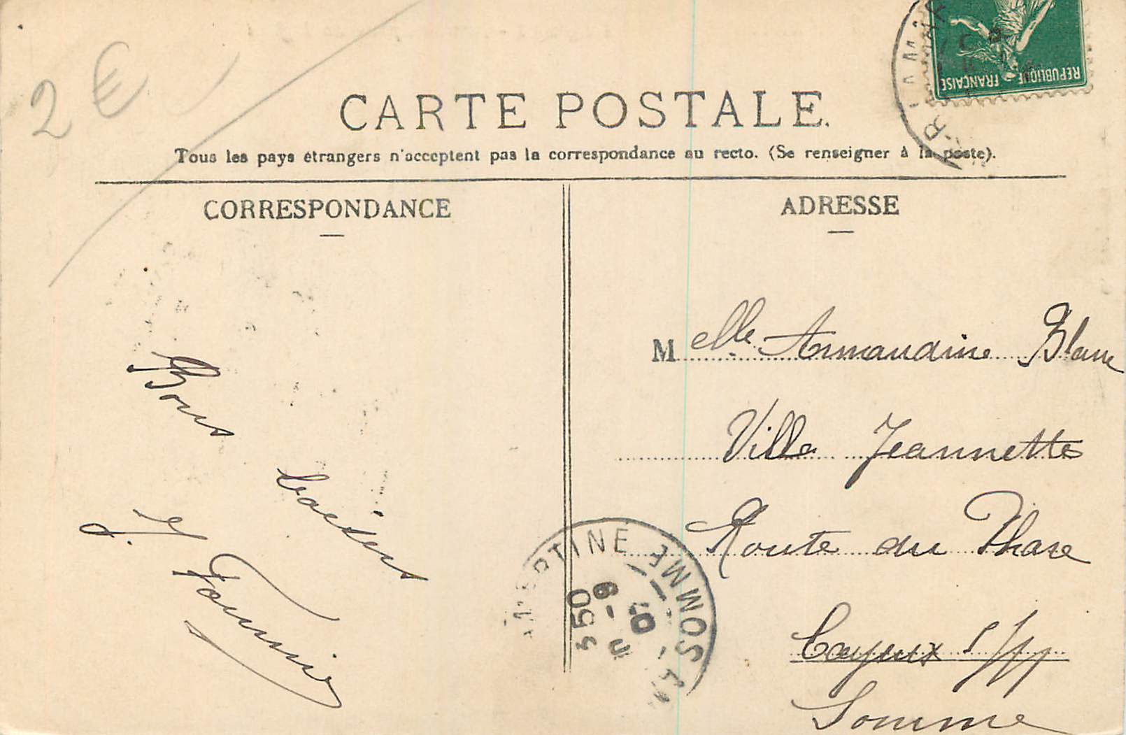 CPA Amiens L Eglise Saint Germain prise du Beffroi  — Rückseite