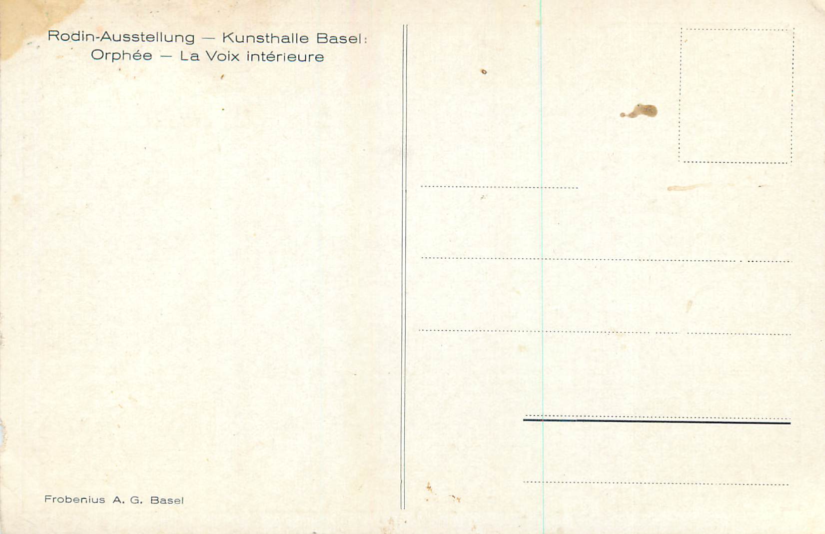 CPA Rodin Ausstellung Kunsthalle Basel Orphee La Voix interieure  — Rückseite