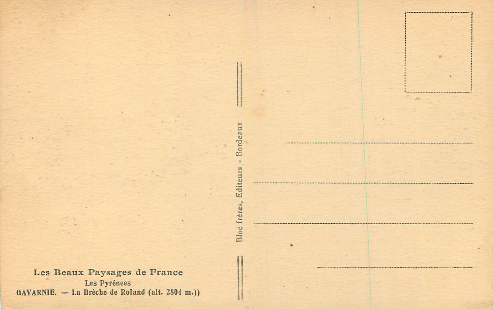 CPA Gavarnie La Breche de Roland  — Verso