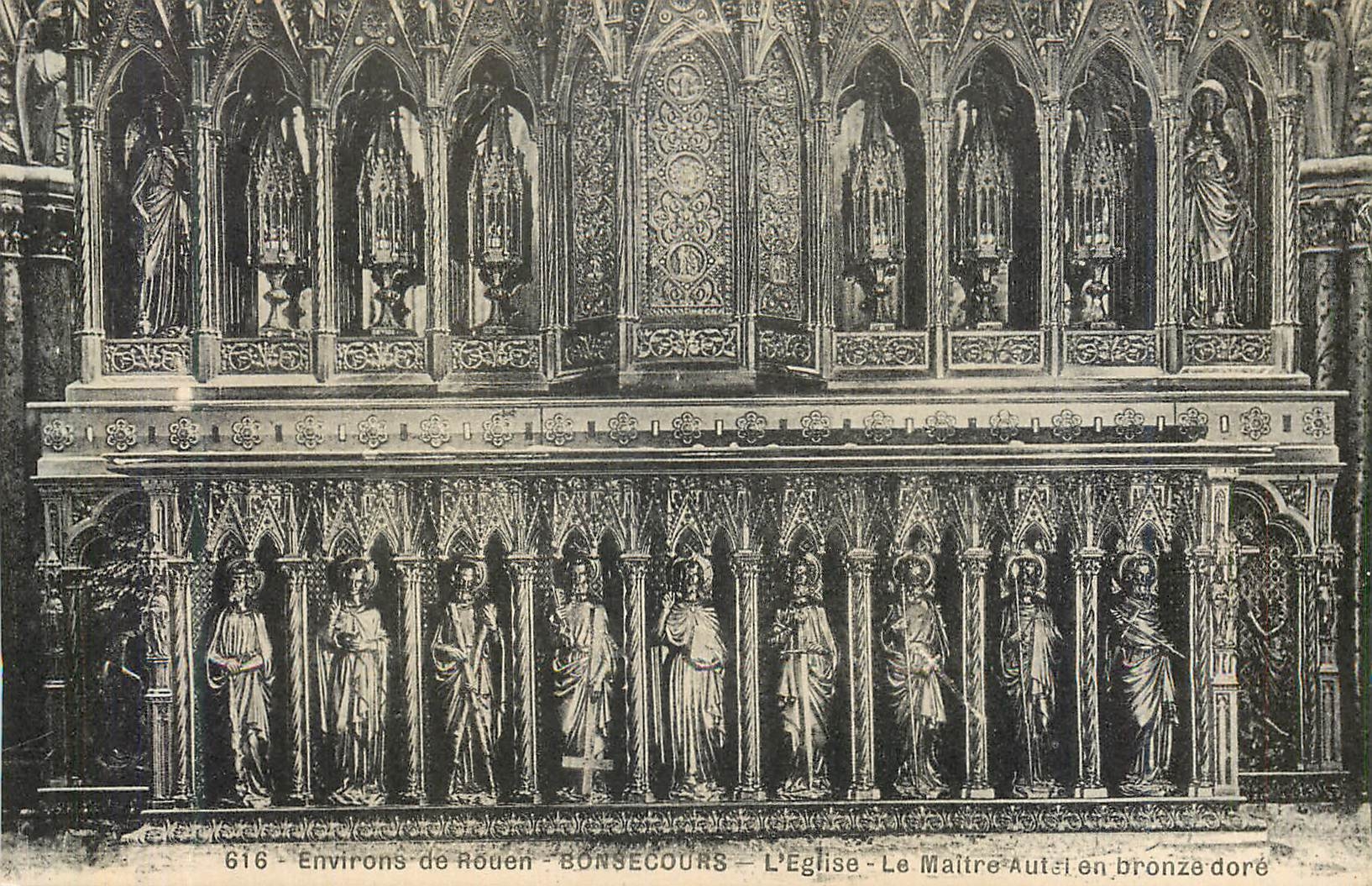 CPA Environs de Rouen Bonsecours L Eglise Le Maitre Autel en bronze dore 