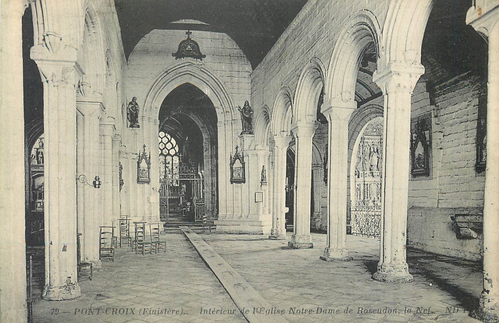 CPA Pont Croix Finistere Interieur de l Eglise Notre Dame de Roseudon la Nef 