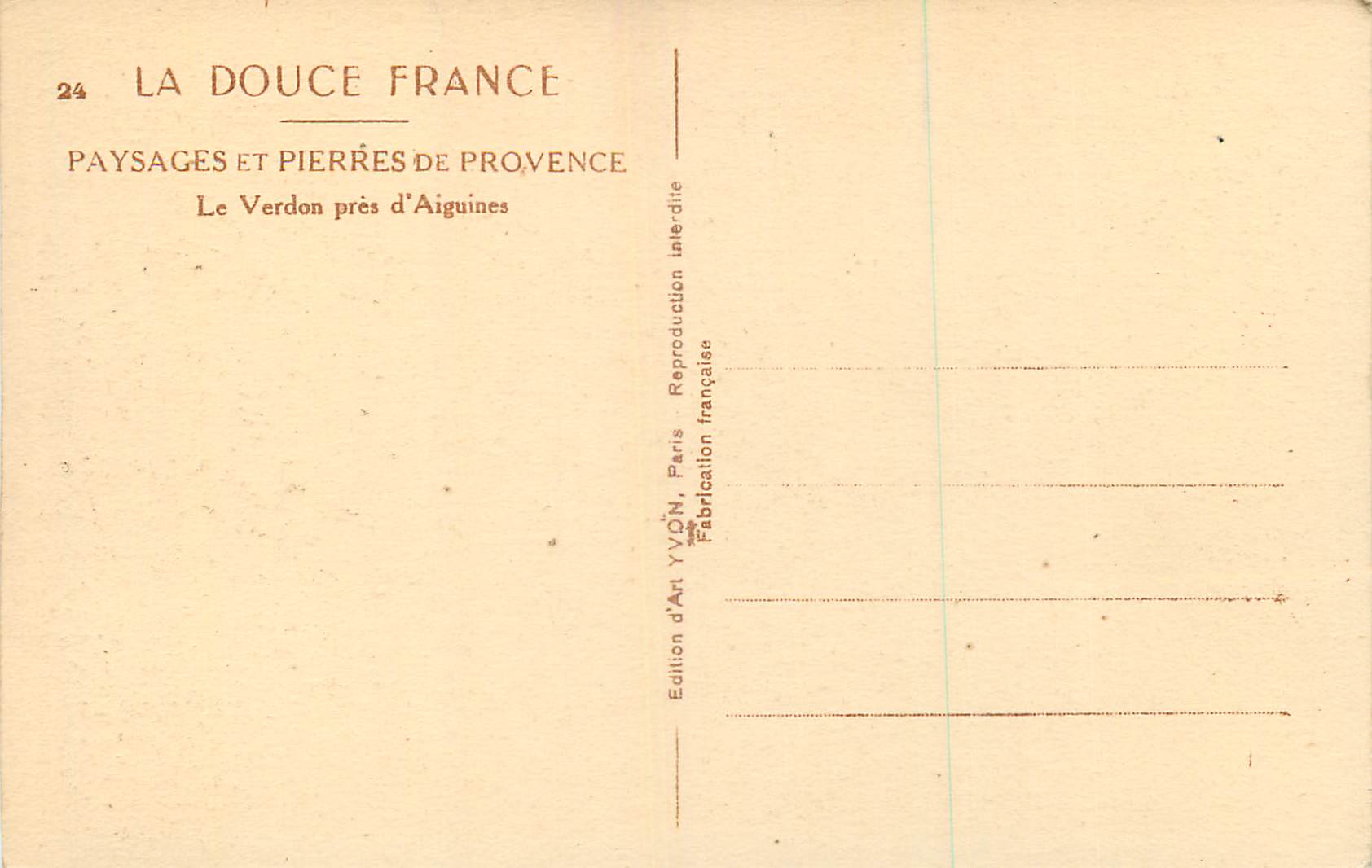 CPA Paysages et Pierres de Provence Le Verdon pres d Aiguines  — Verso