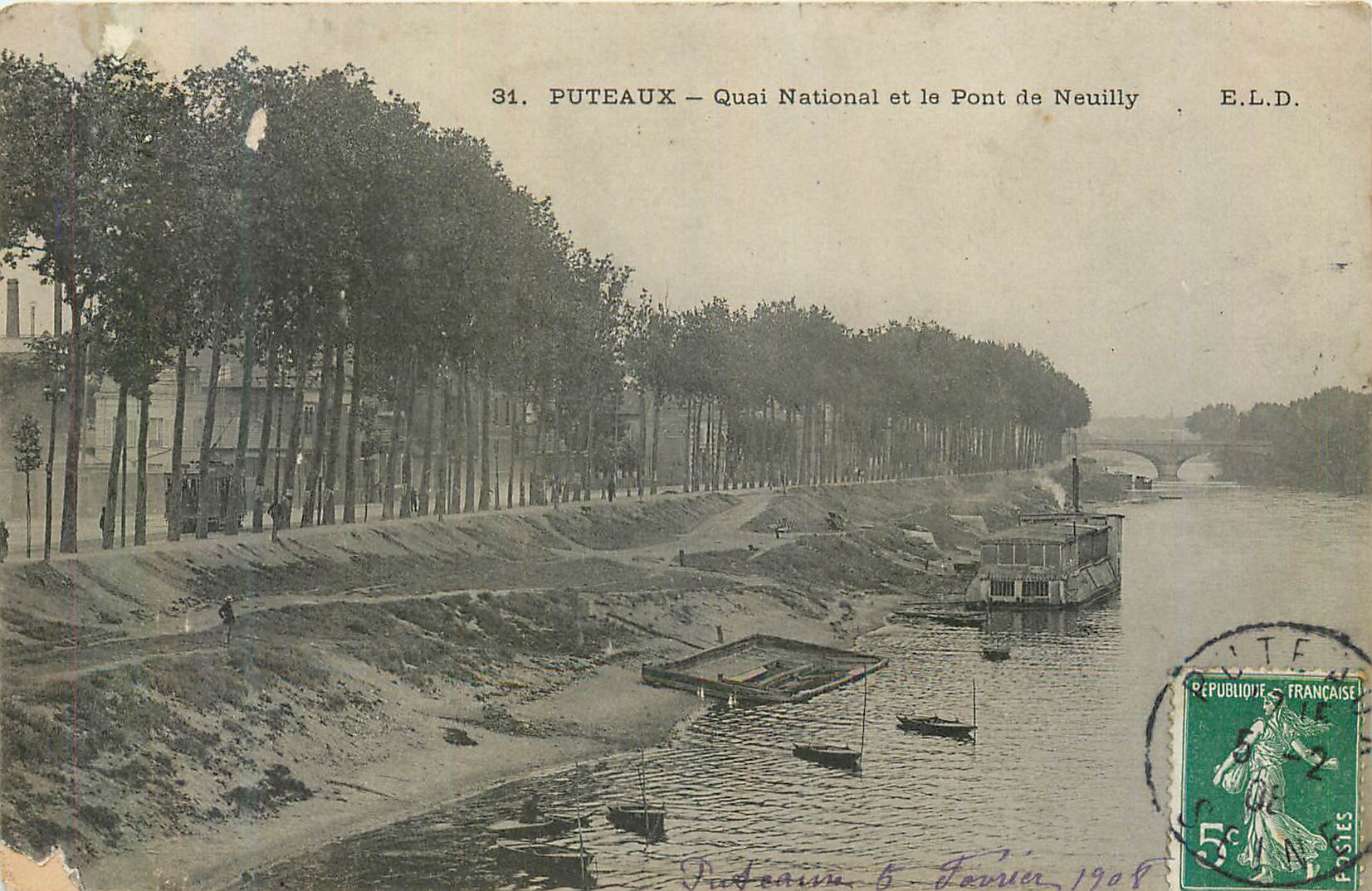 CPA Puteaux Quai National et le Pont de Neuilly 
