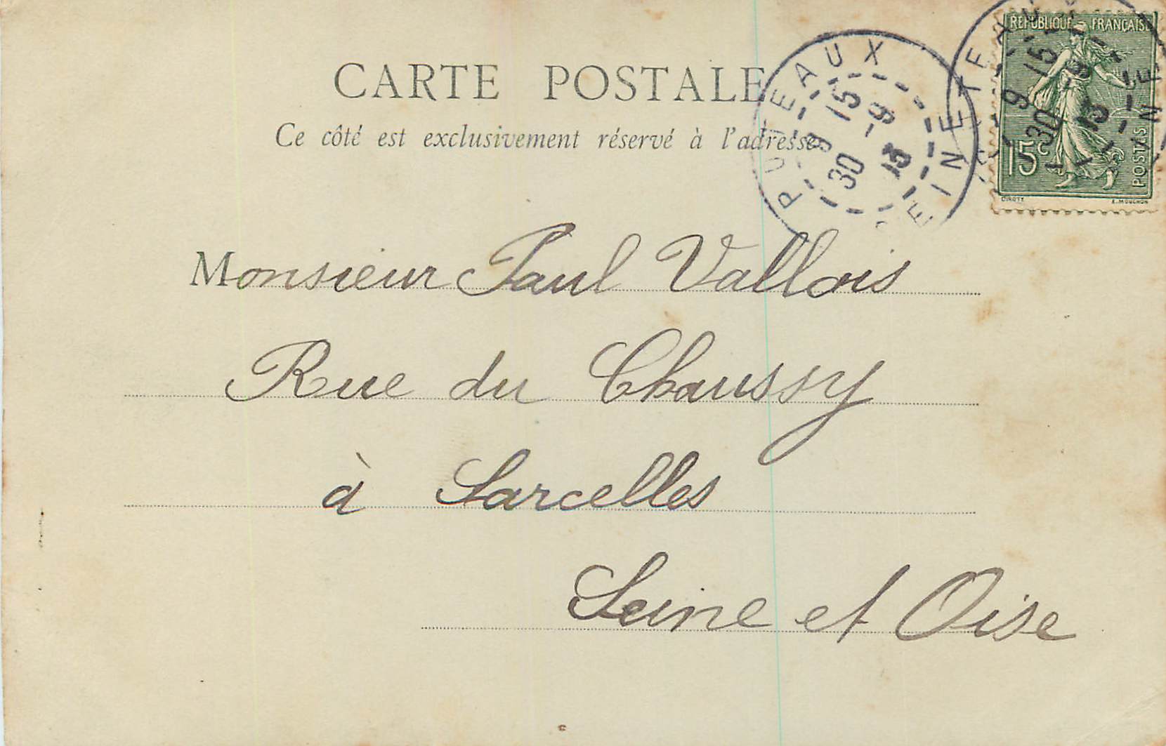 CPA Puteaux L Ile Rothschild Bateau — Rückseite