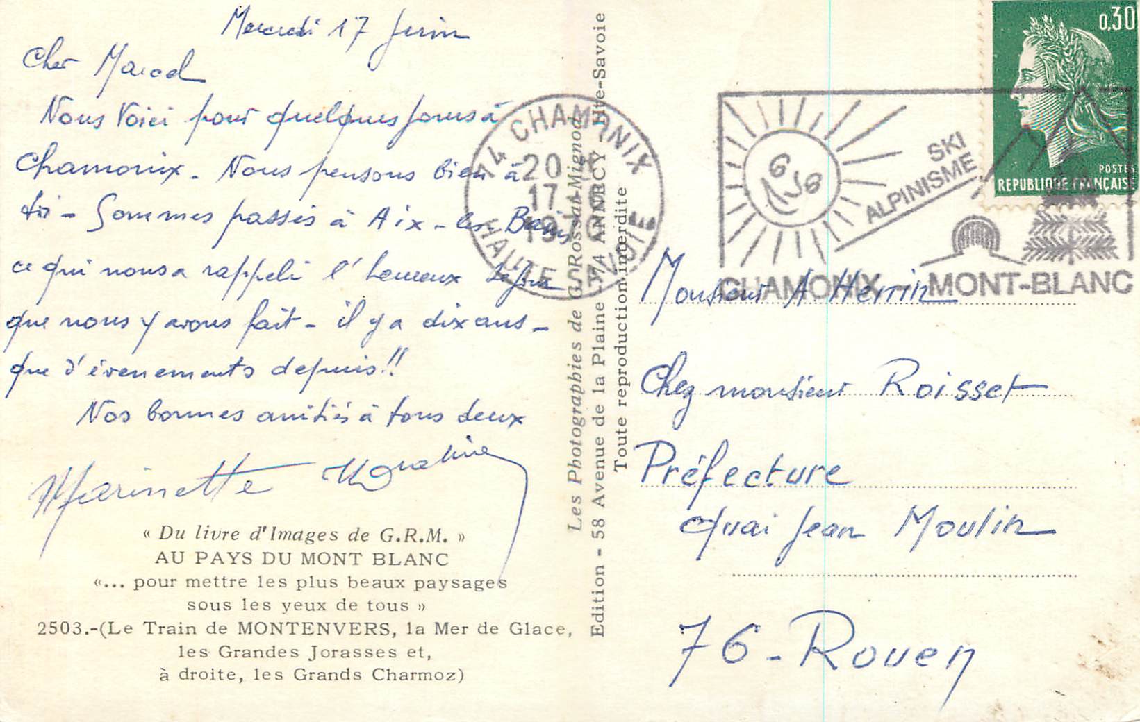 Train de Montenvers — Mont-Blanc — Édition G.R.M. — Back
