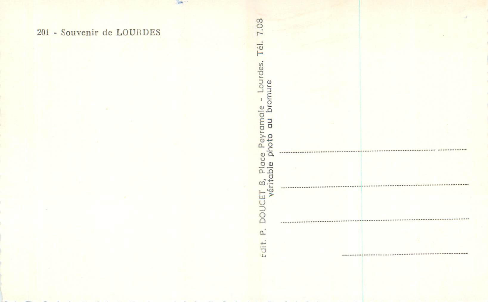CPM Souvenir de Lourdes  — Verso