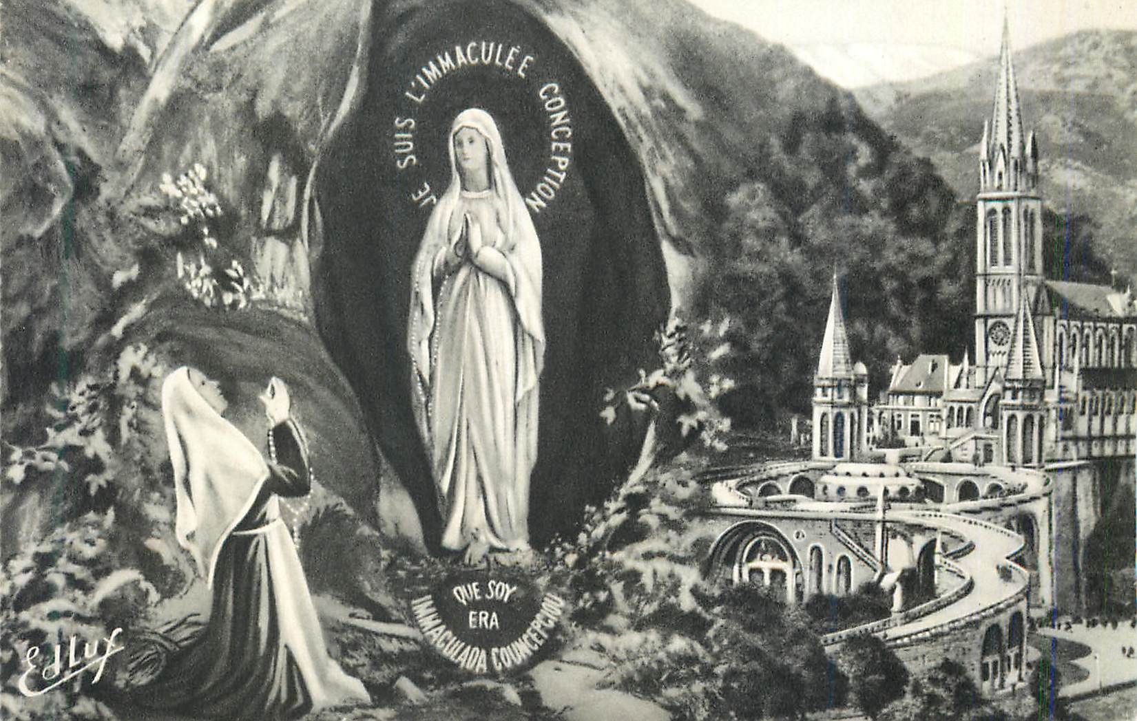 CPA Lourdes La Basilique et l Apparition 