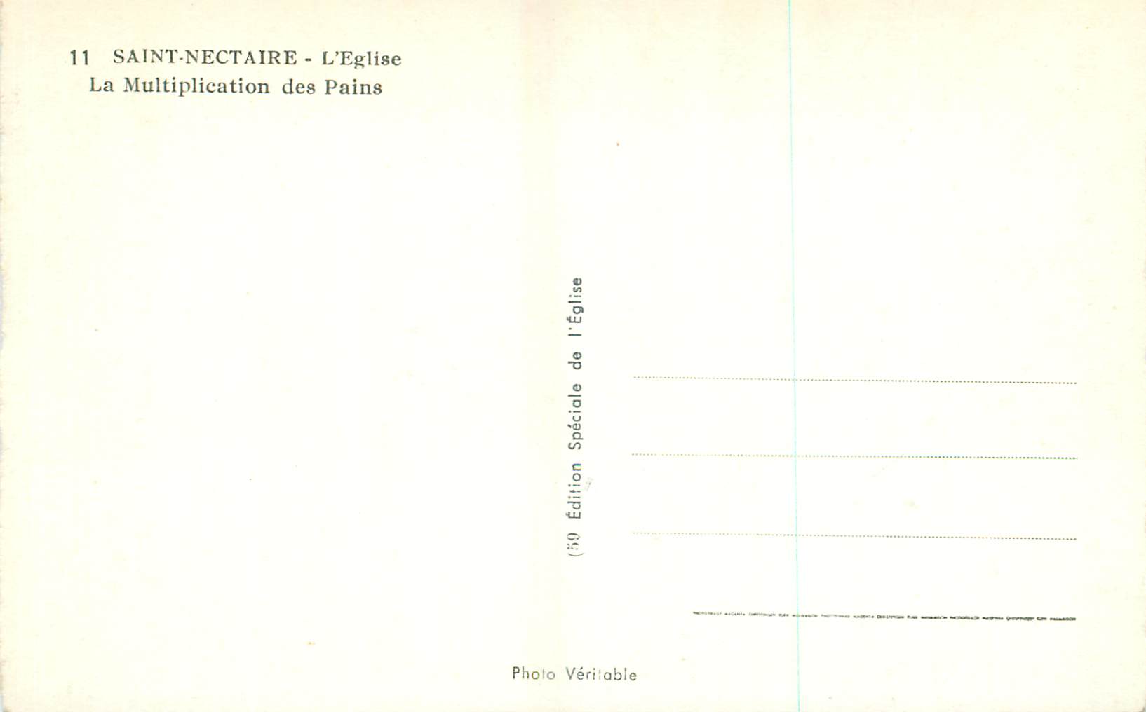 CPM Saint Nectaire L Eglise La Multiplication des Pains  — Verso